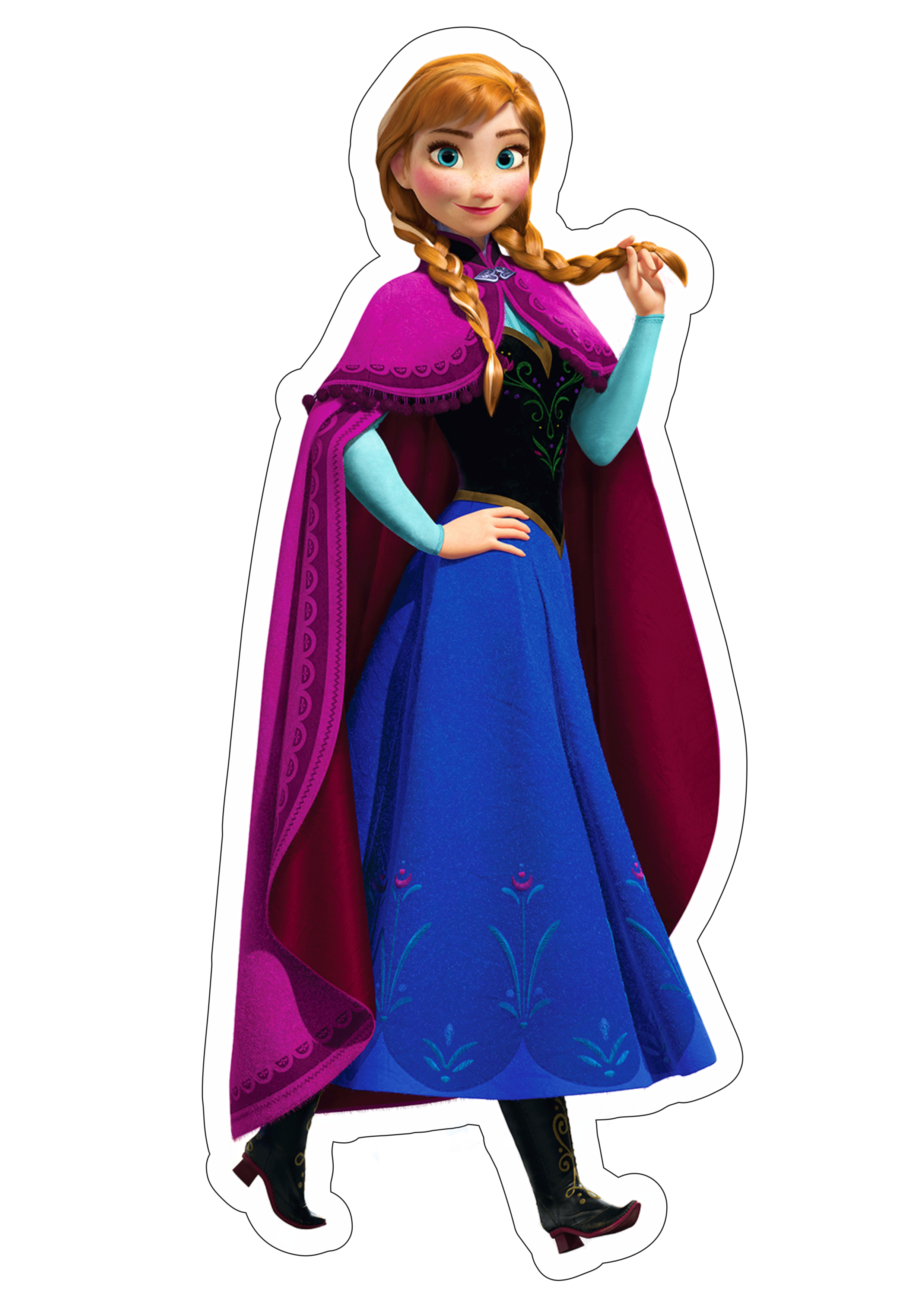 Frozen personagens princesa Anna disney animação infantil streaming imagem sem fundo com contorno design ilustração png