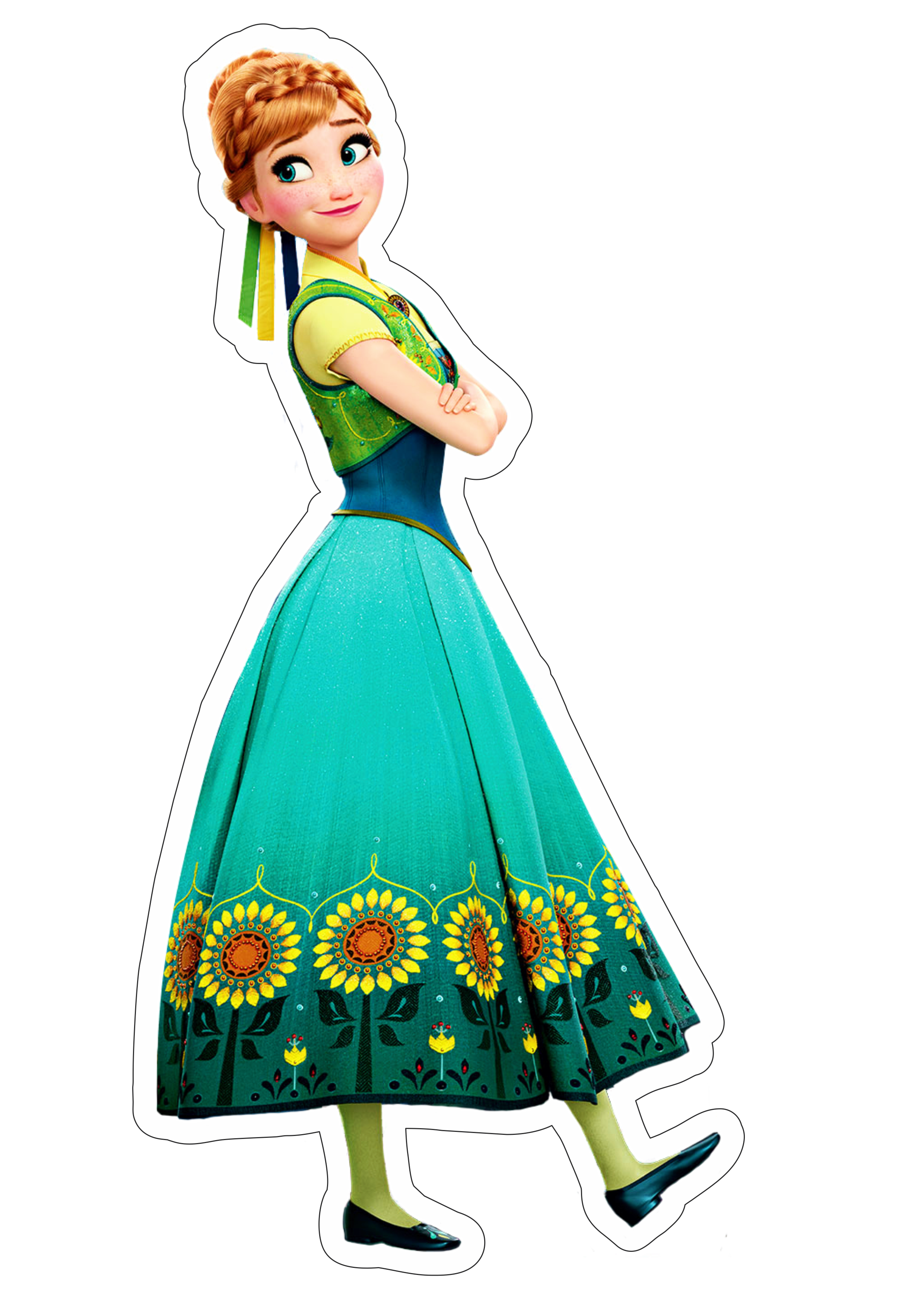 Frozen personagens princesa Anna disney animação infantil streaming imagem sem fundo com contorno vestido colorido png