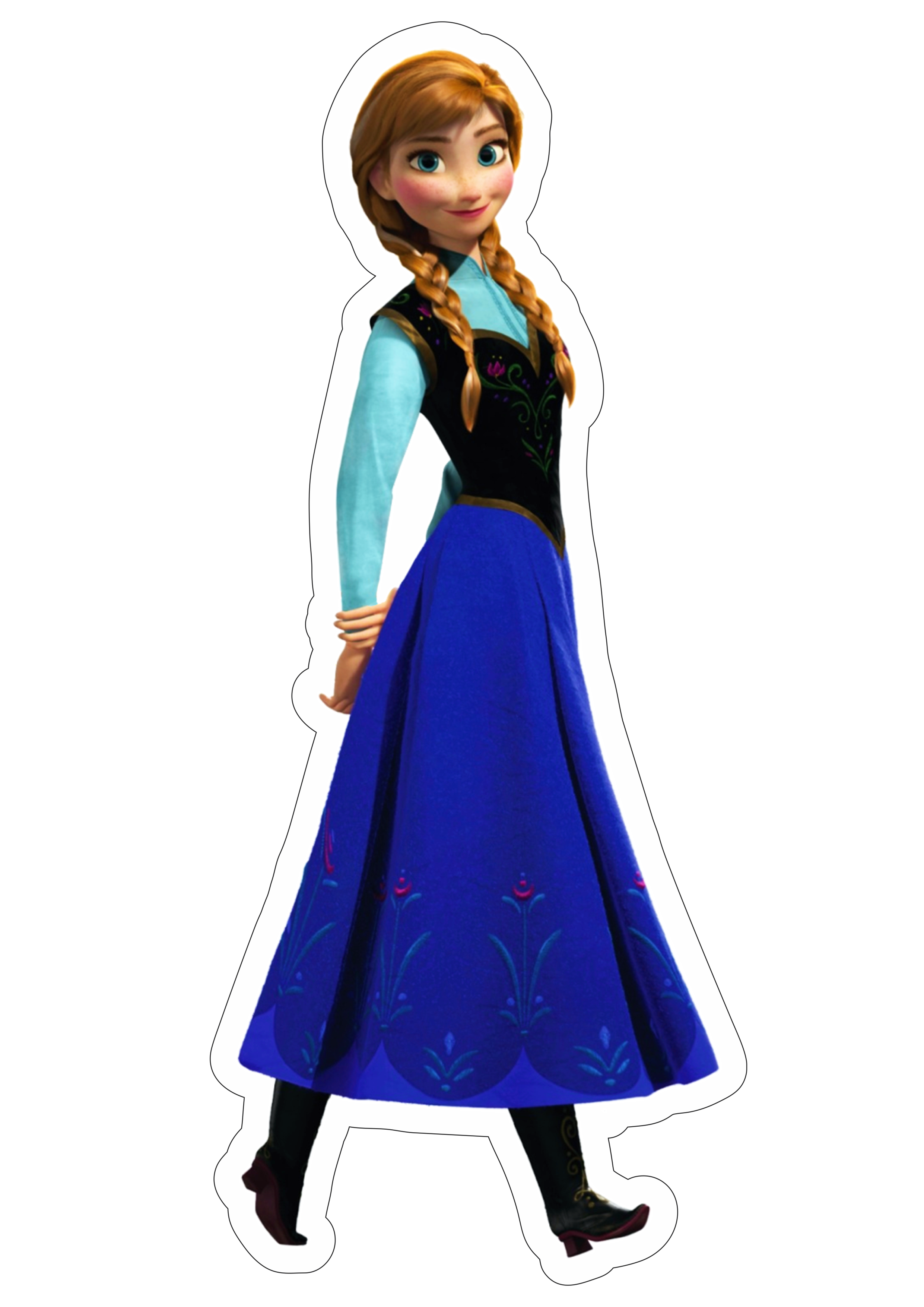 Frozen personagens princesa Anna disney animação infantil streaming imagem sem fundo com contorno vestido design png