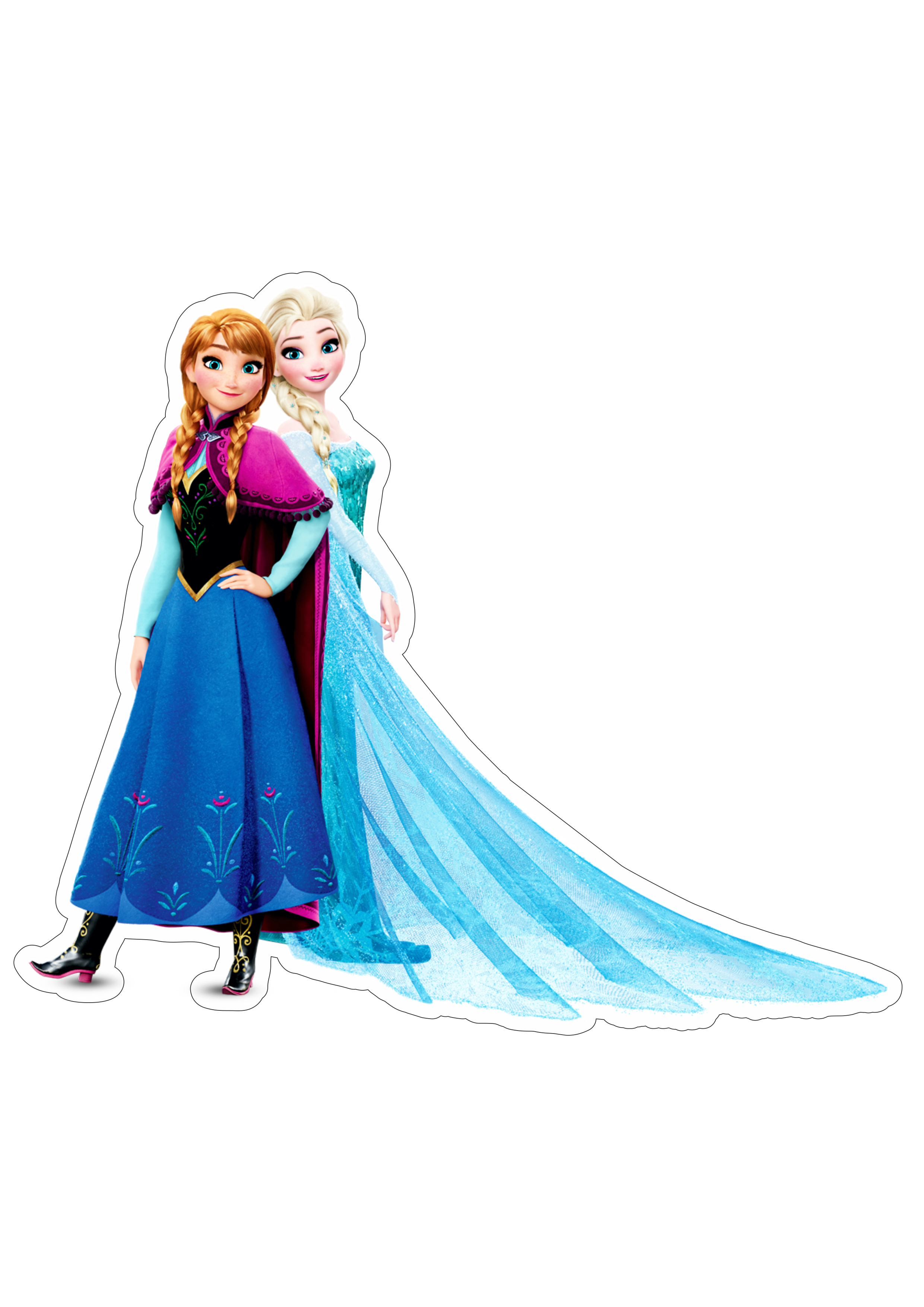 Frozen personagens Elsa e princesa Anna disney animação infantil streaming imagem fundo transparente com contorno png