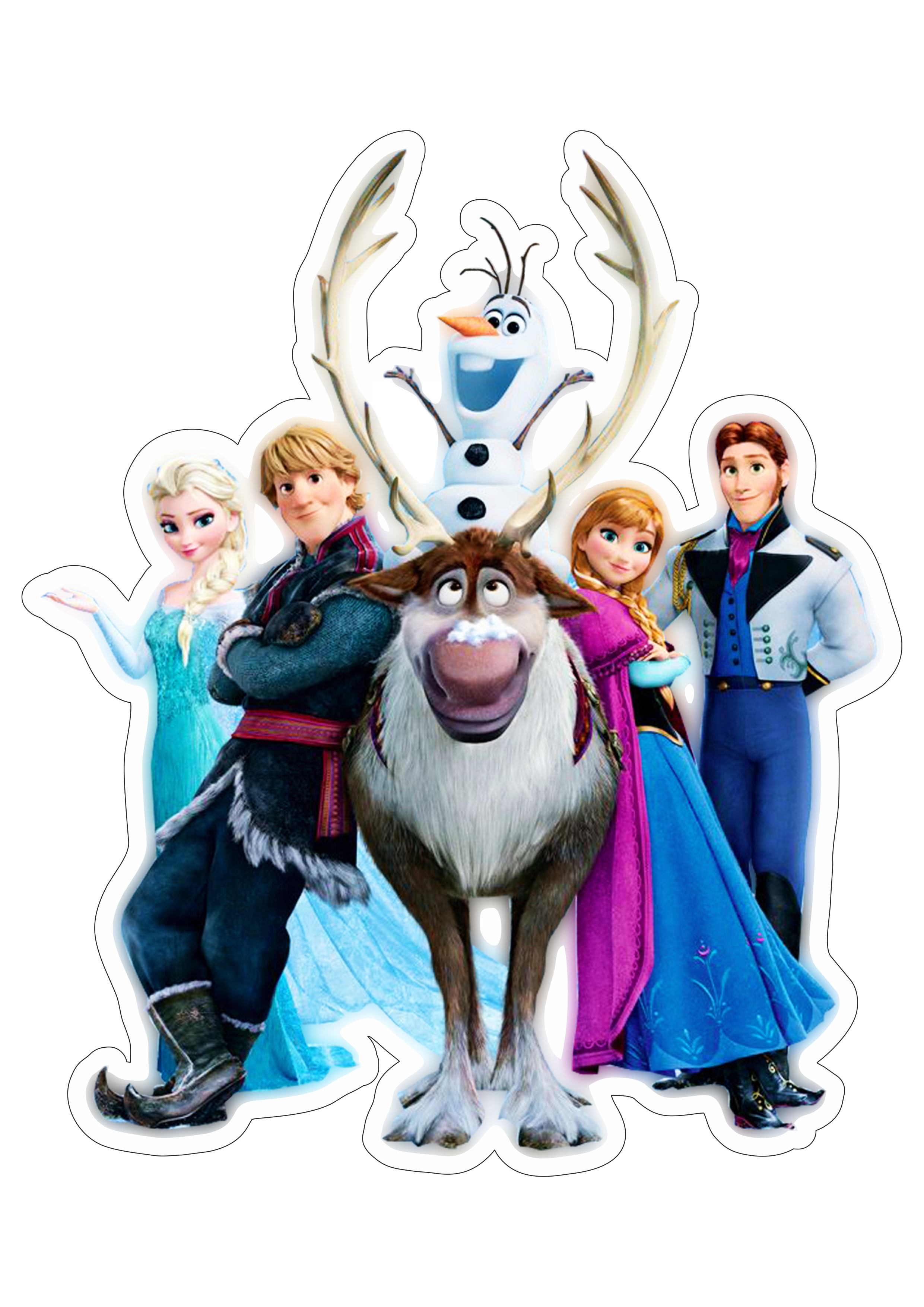 Frozen personagens Elsa Anna Kristoff Sven Olaf disney animação infantil streaming imagem fundo transparente com contorno design png