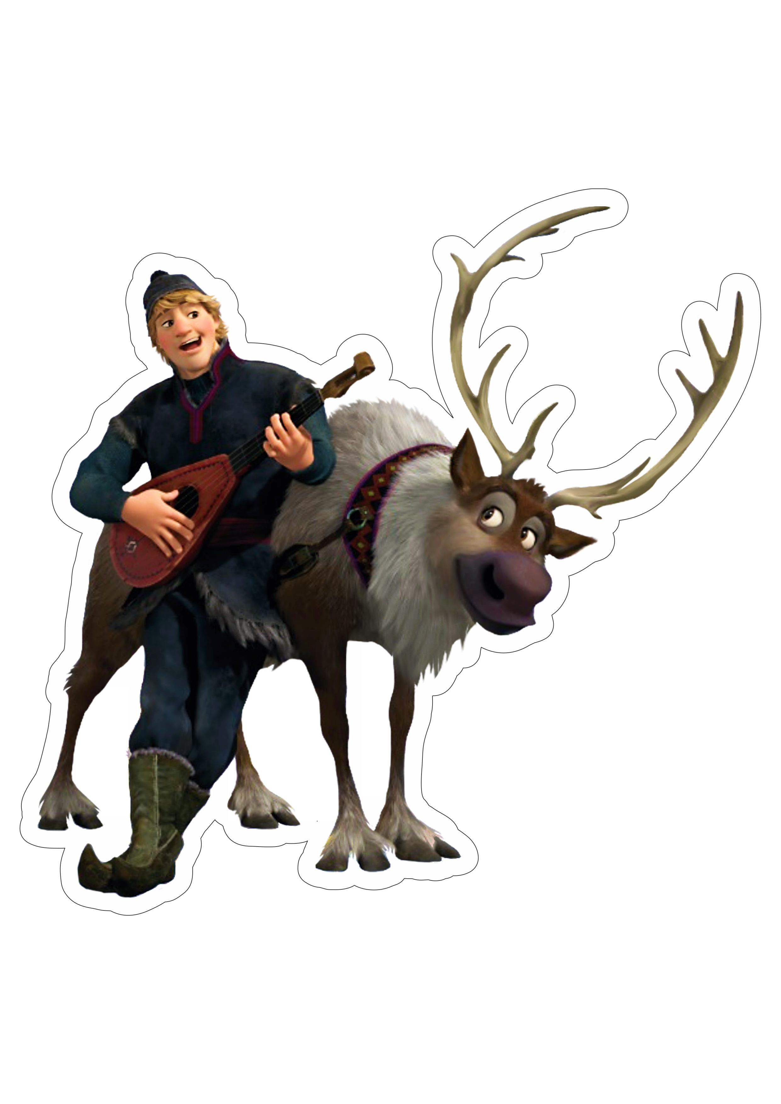 Frozen personagens Kristoff e Sven disney animação infantil streaming imagem fundo transparente com contorno artes gráficas png