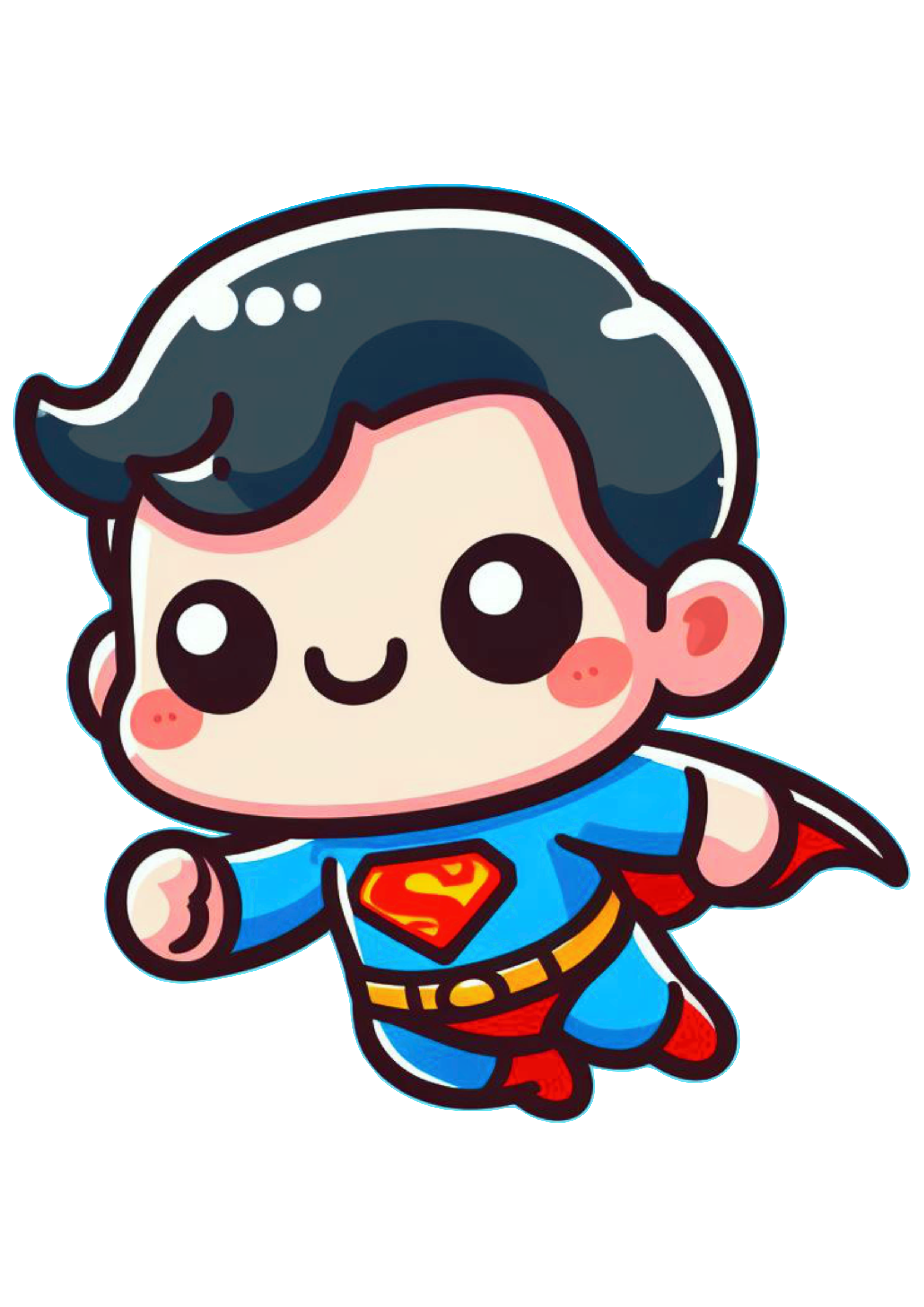 Super homem voando chibi fofinho cute superman heroi fantasia dc universe ilustração png