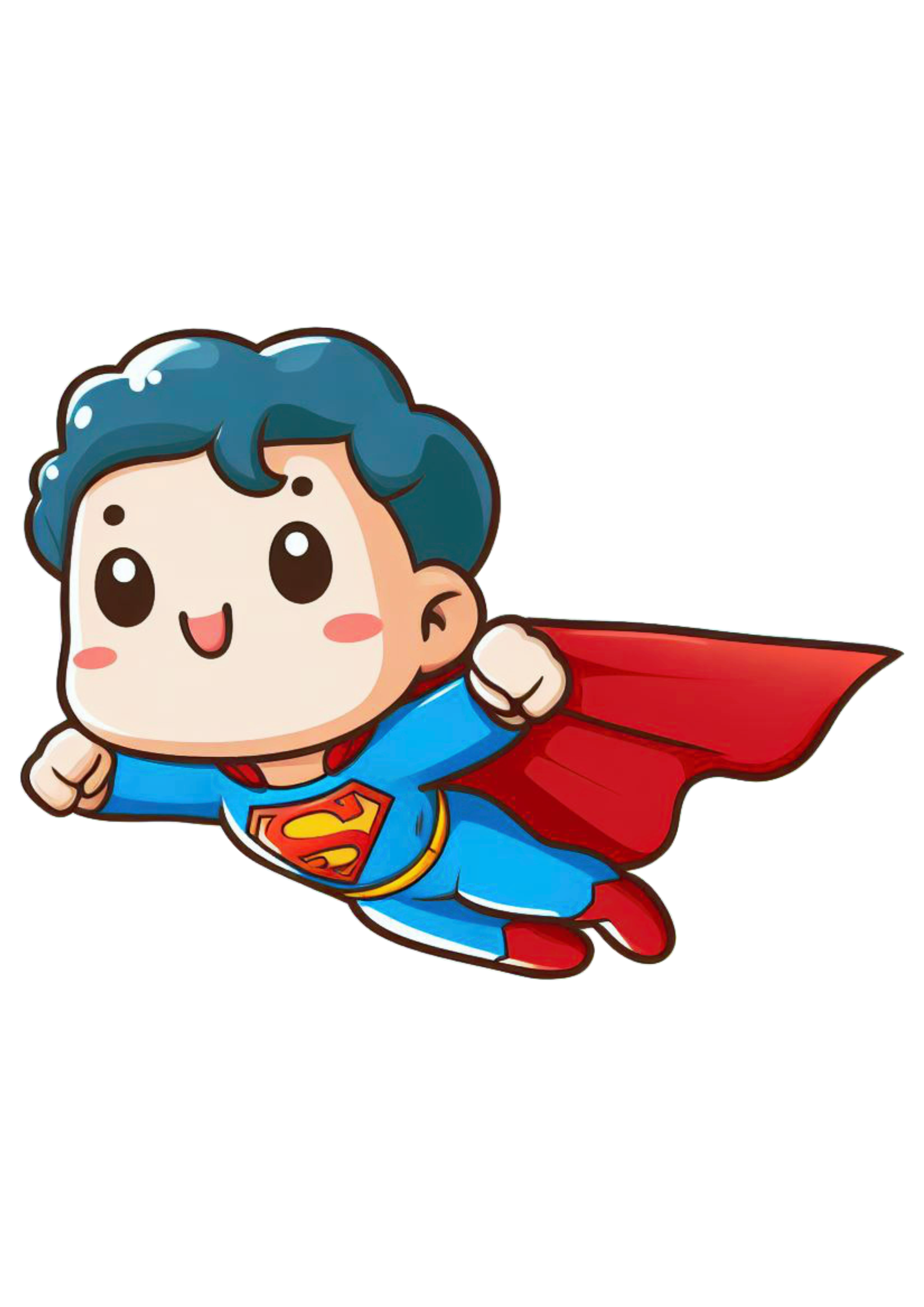 Super homem voando chibi fofinho cute superman heroi fantasia dc universe ilustração desenho simples png