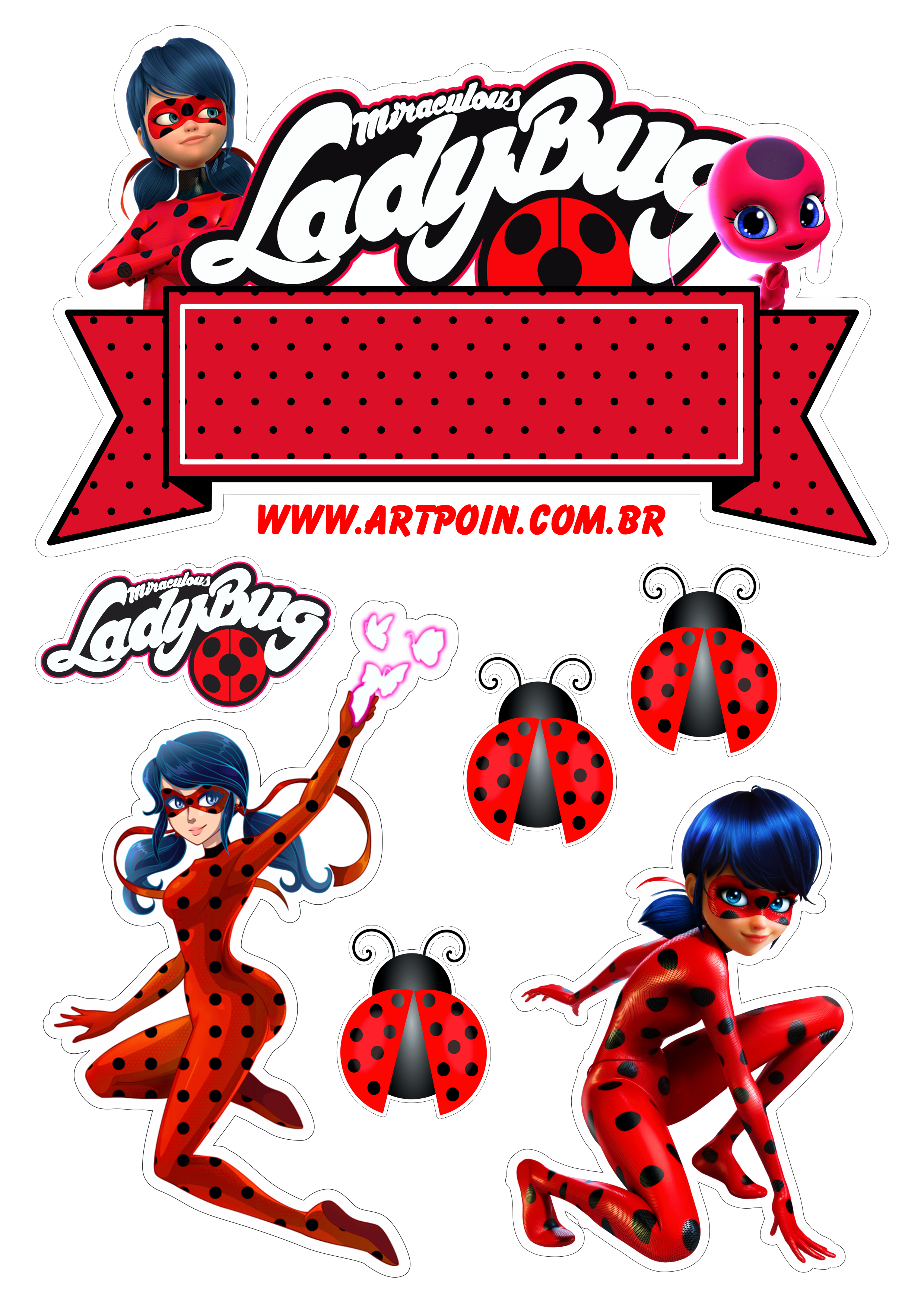 Topo de Bolo Lady Bug