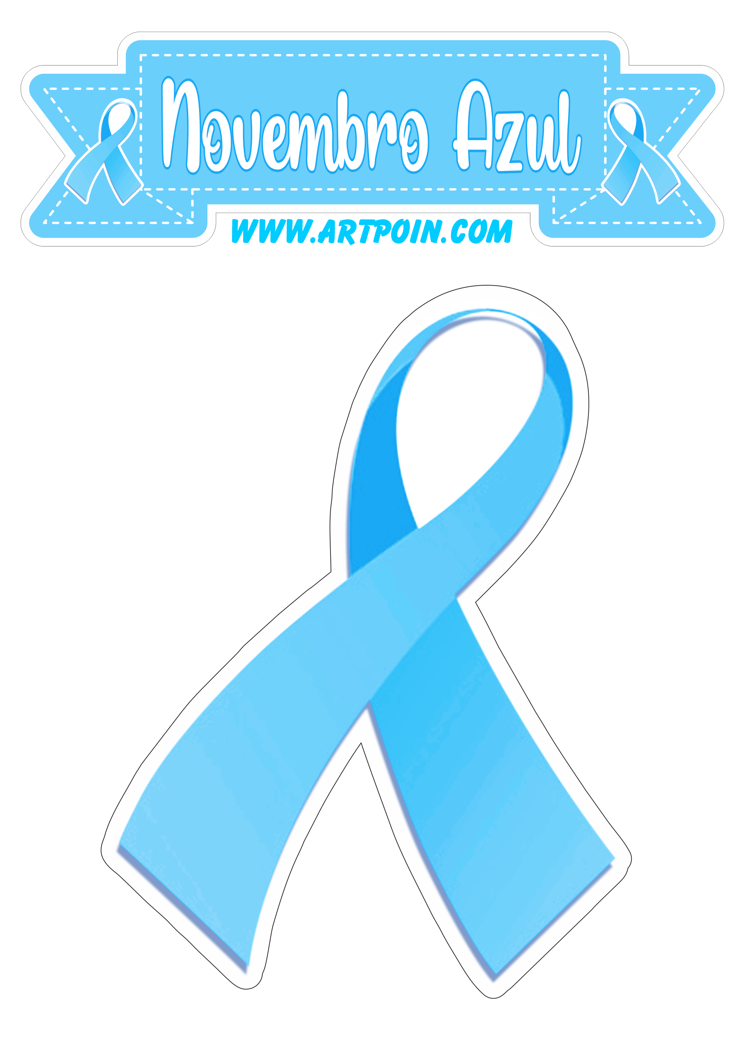 Novembro azul lacinho topo de bolo para imprimir mês de conscientização sobre o câncer de próstata artigos de papelaria png