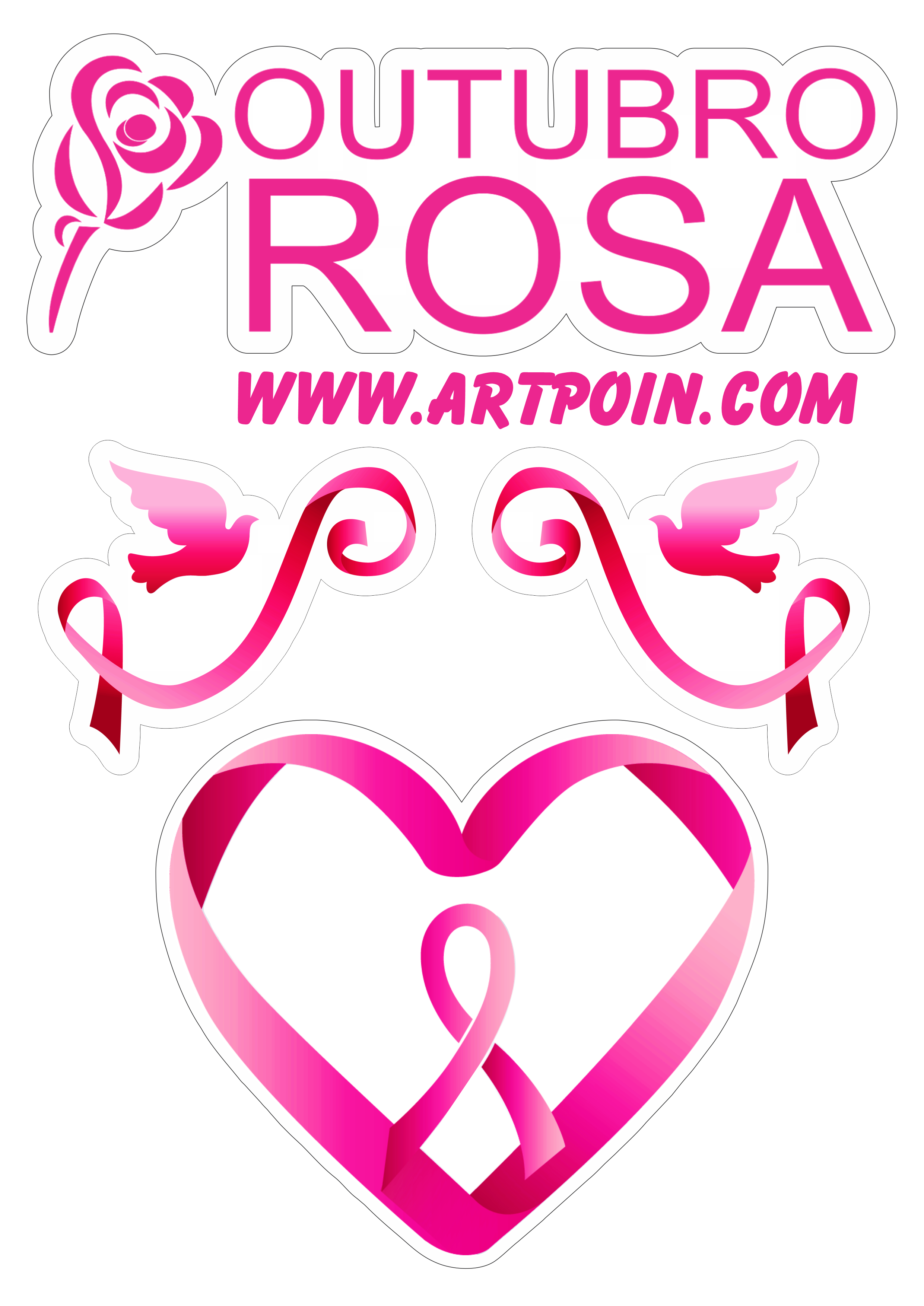 Outubro rosa topo de bolo para imprimir campanha de conscientização ao câncer de mama png