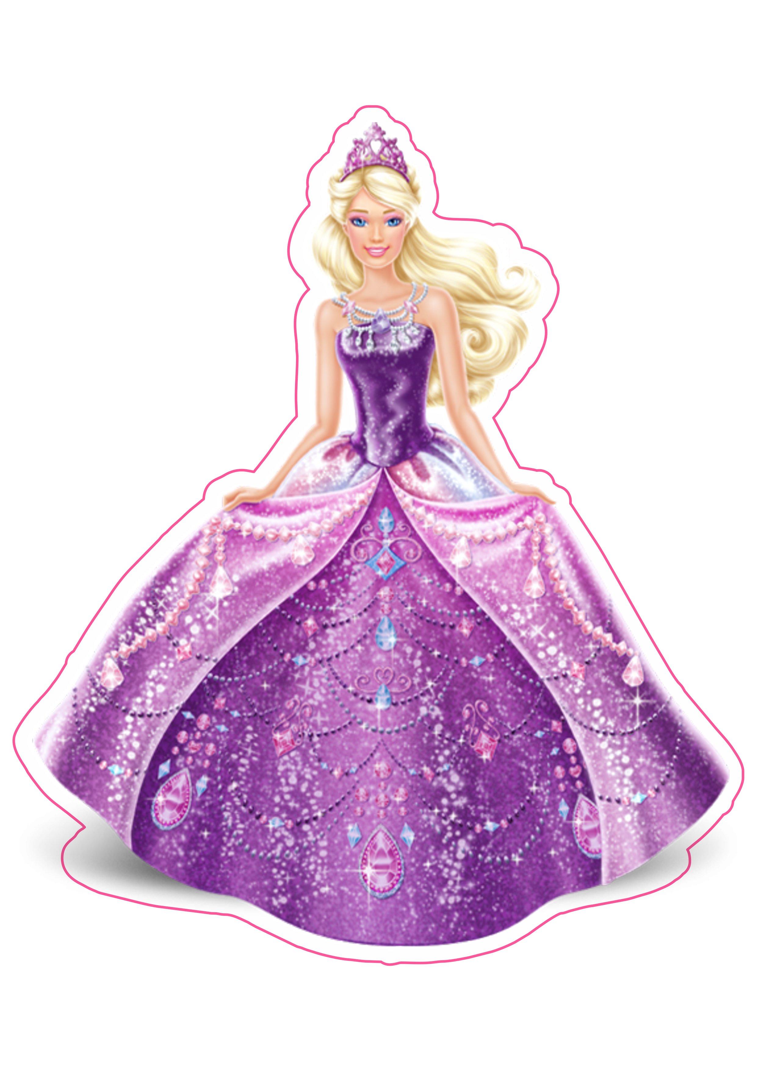 Barbie princesa vestido lilás personagem fictício imagem grátis fundo transparente com contorno png