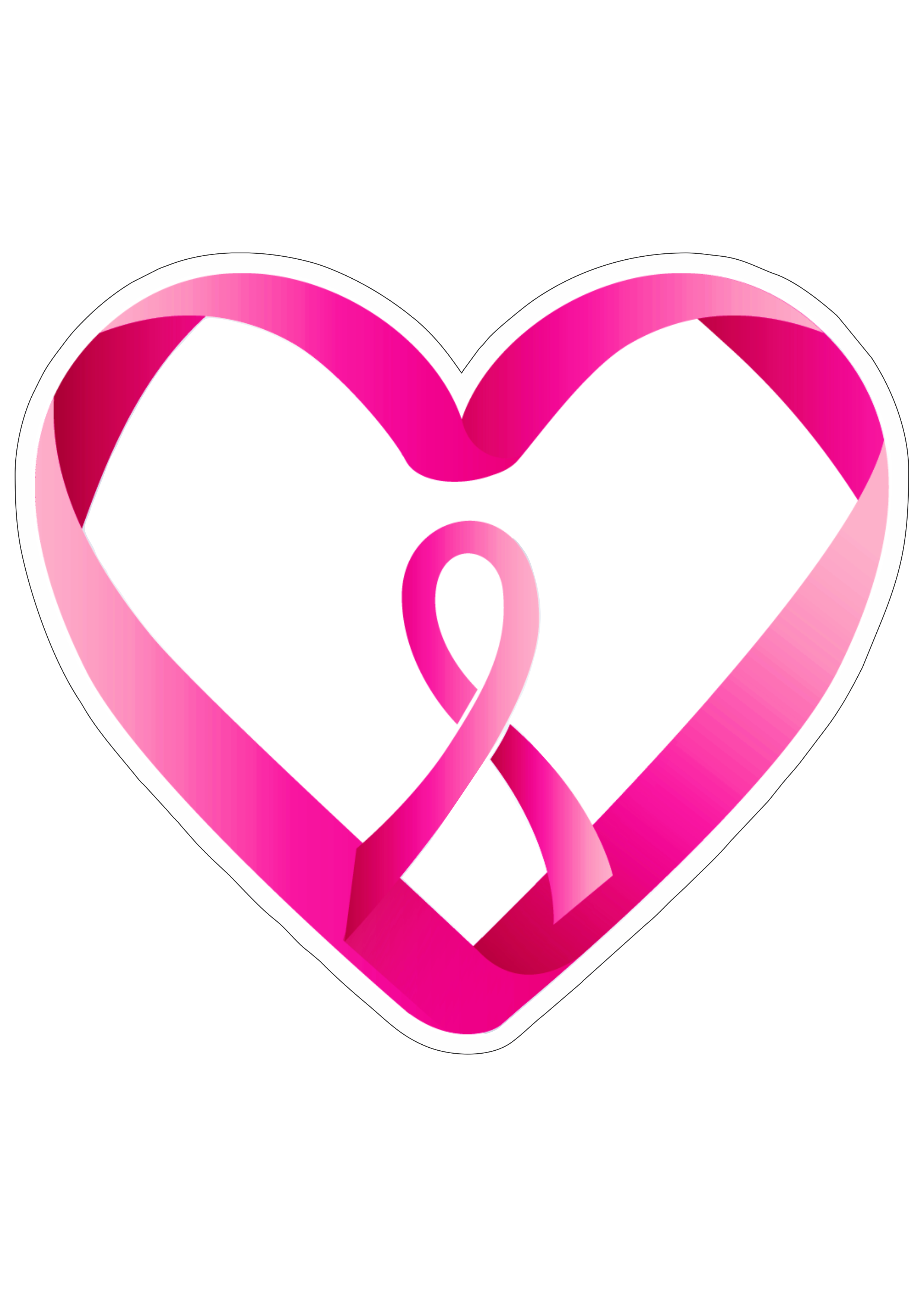 Outubro rosa mês de prevenção ao câncer de mama lacinho de fita campanha de conscientização logo coração png