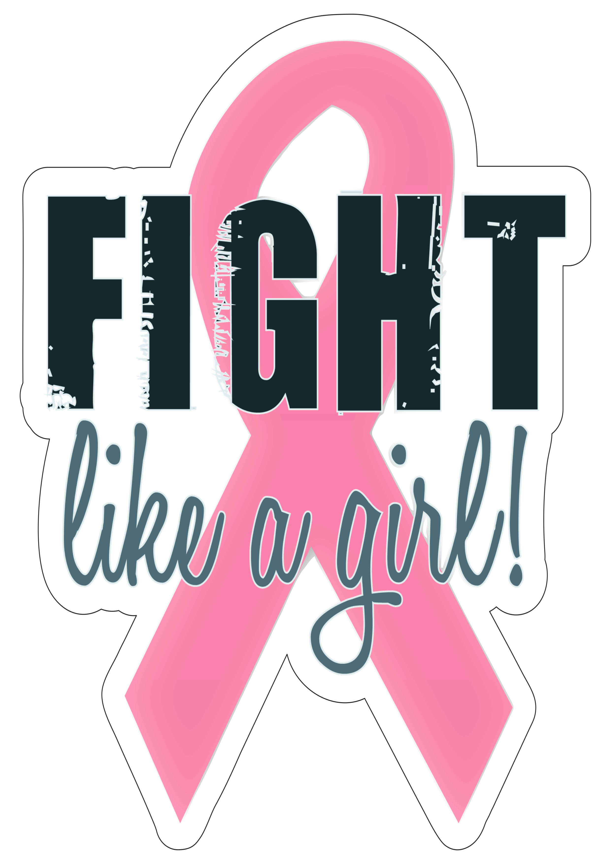 Outubro rosa mês de prevenção ao câncer de mama lacinho de fita fight like a girl fundo transparente com contorno png