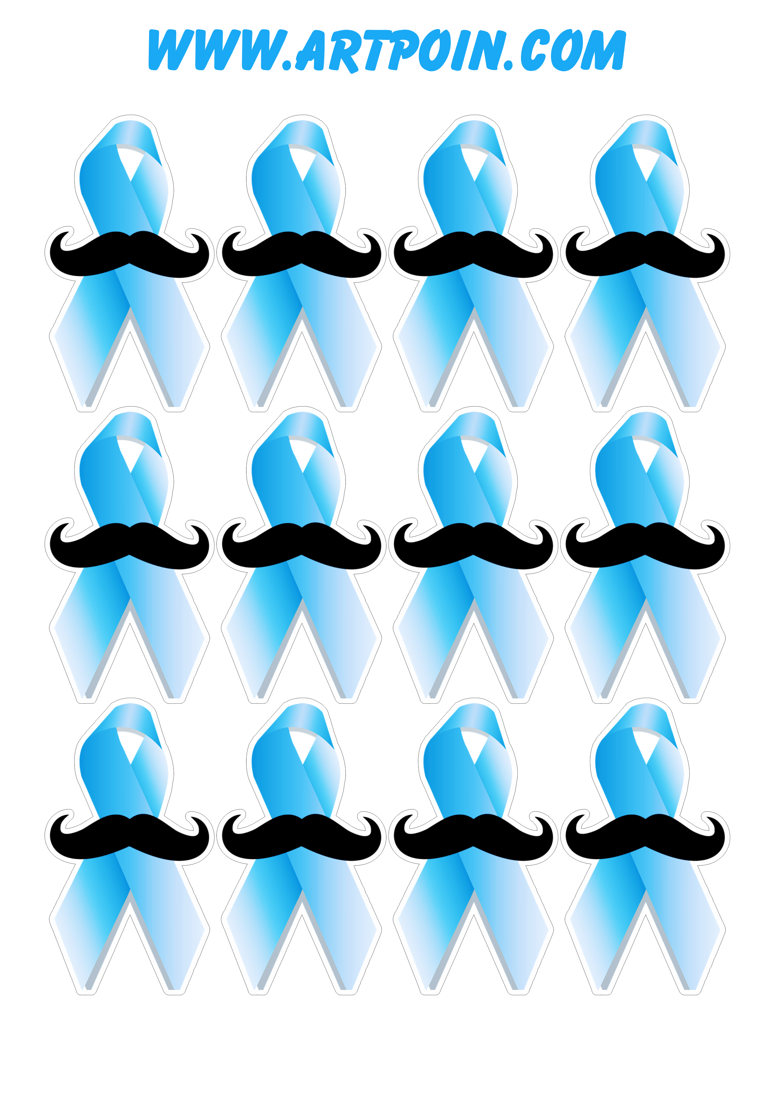 Novembro azul lacinho com bigode tags para decoração artigos de papelaria png