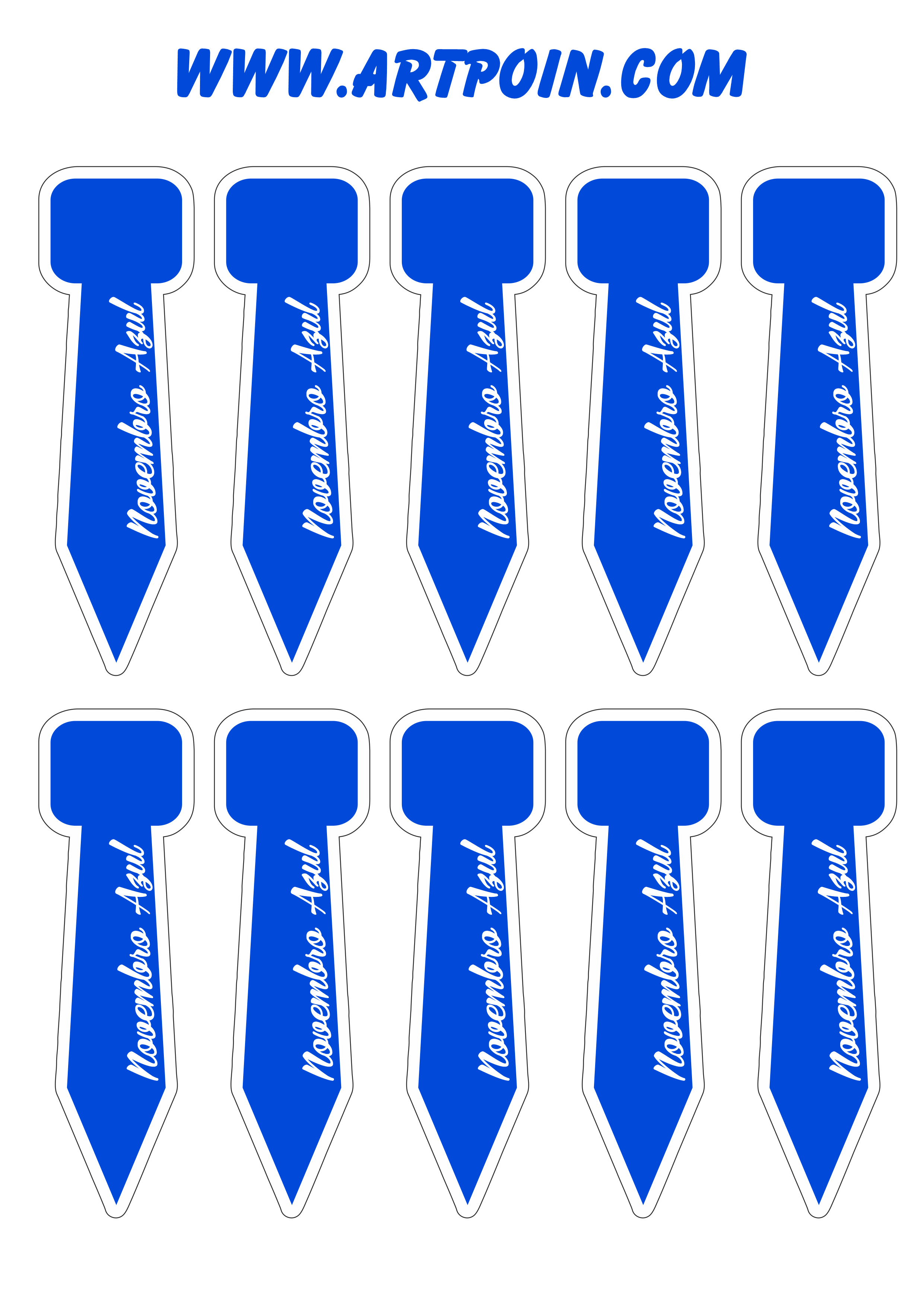 Novembro azul gravatinhas tags para decoração artigos de papelaria png