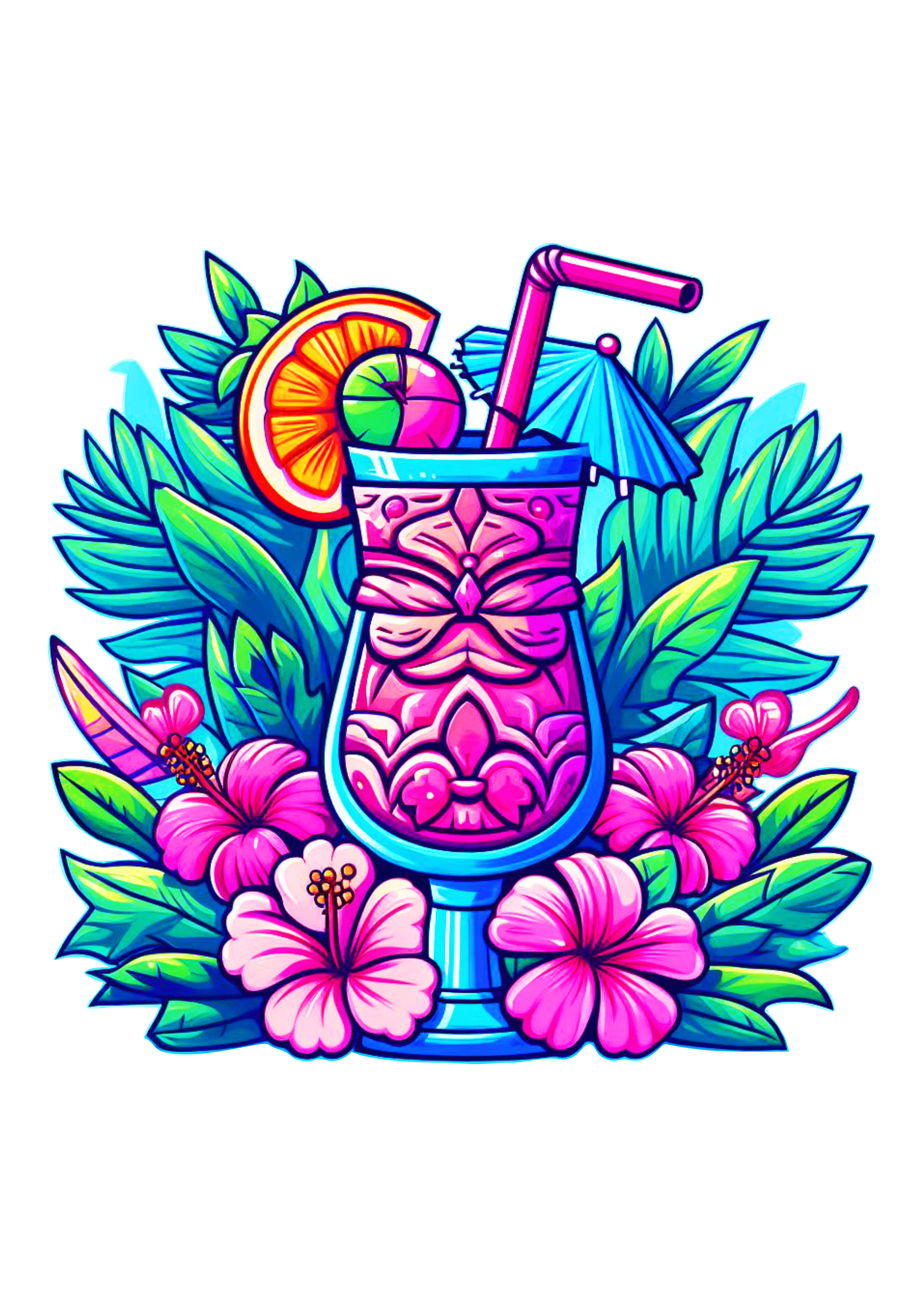 Drink tropical tardezinha ilustração colorida imagem fundo transparente png