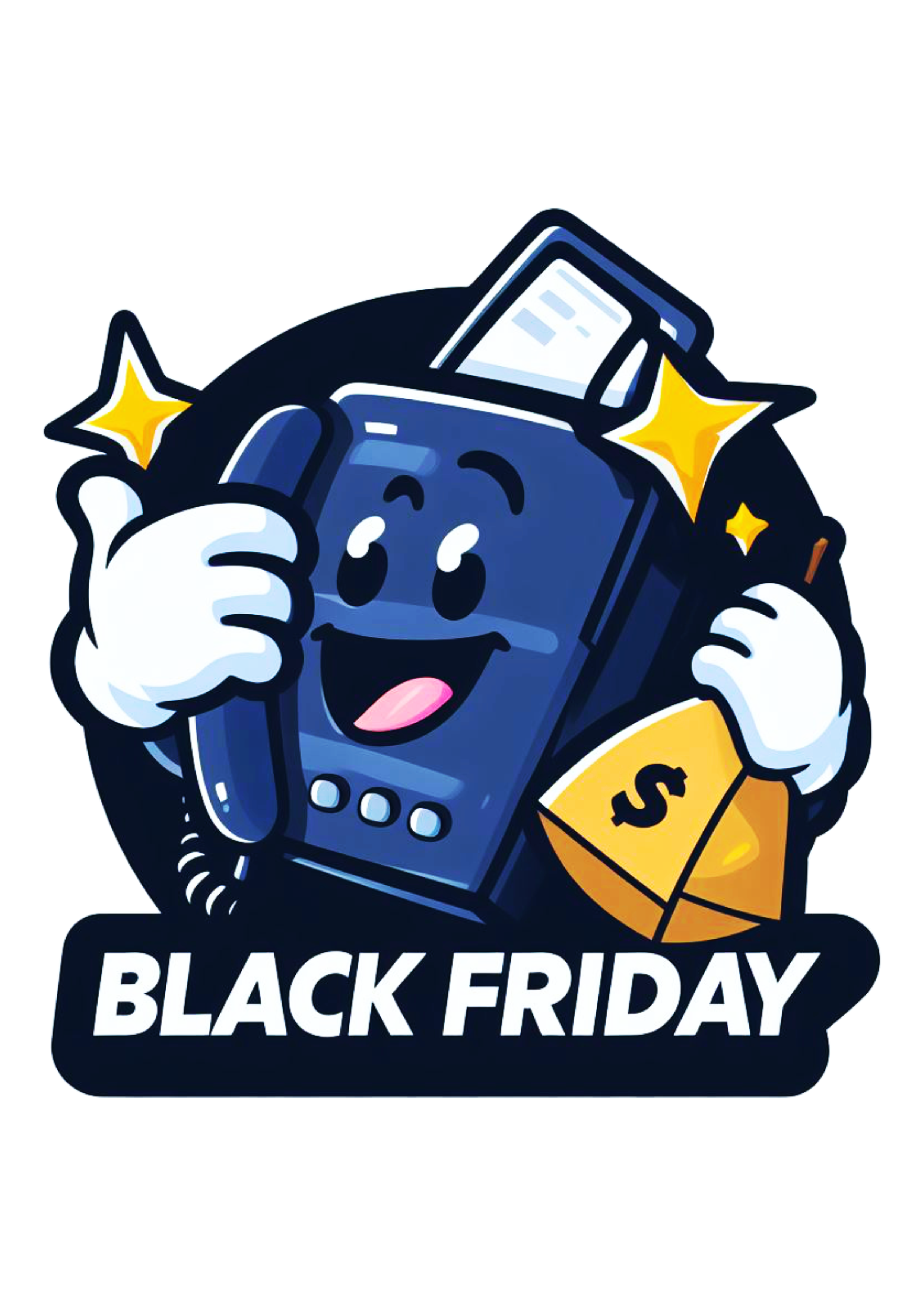 Black Friday logomarca para promoções de loja online mascote bonequinho png