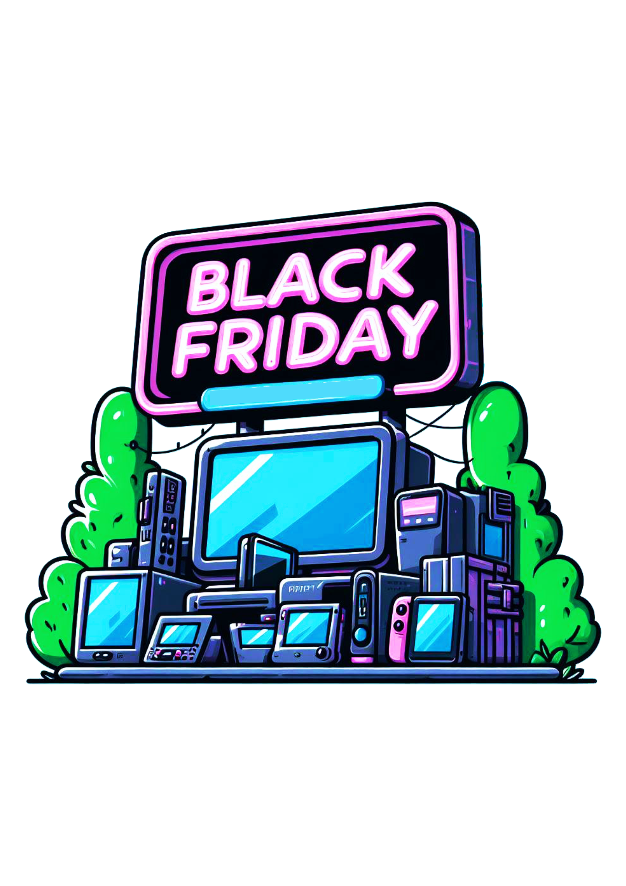 Black Friday logomarca para promoções de loja online de eletrônicos png
