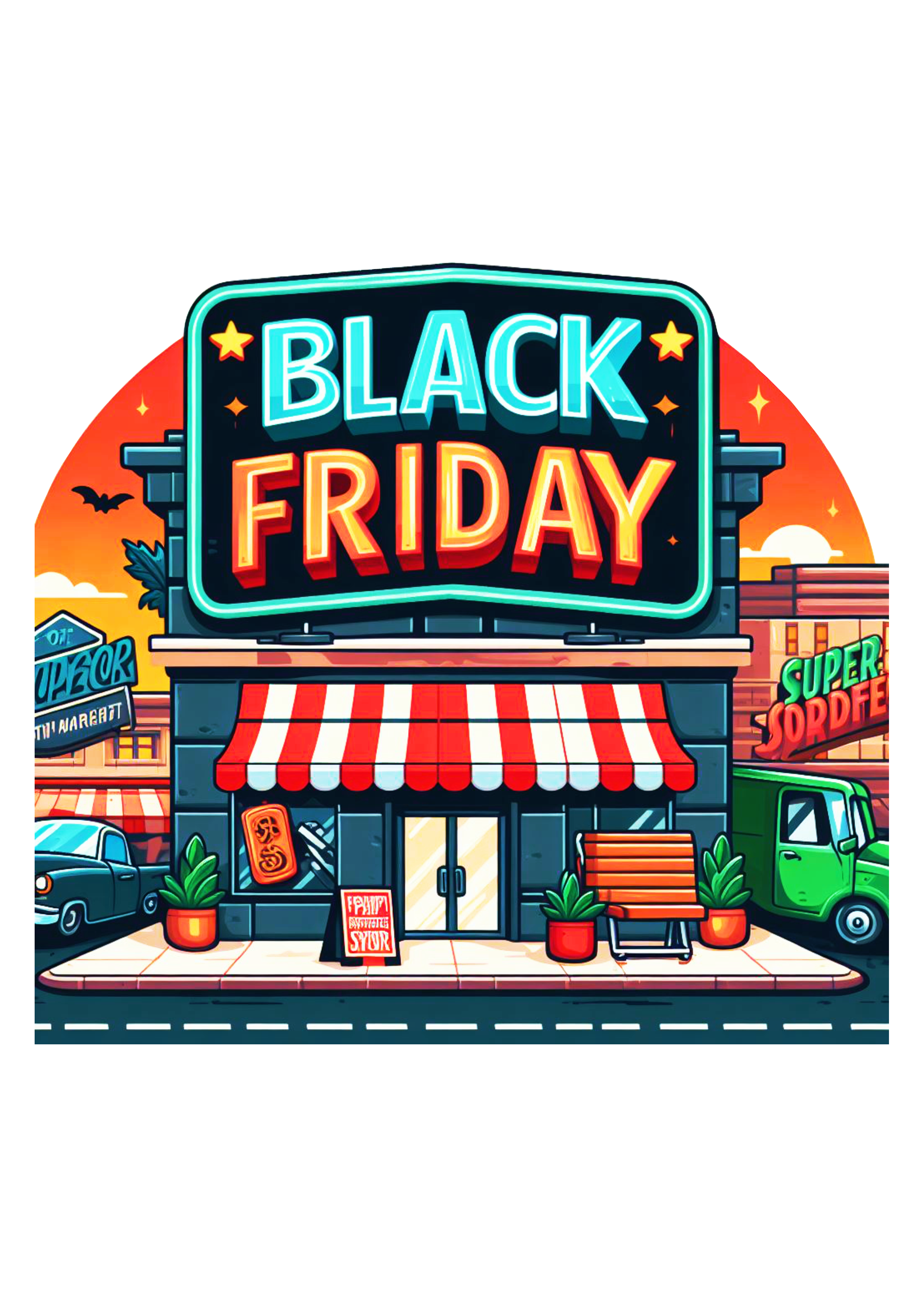 Black Friday logomarca para promoções lojinha desenho png