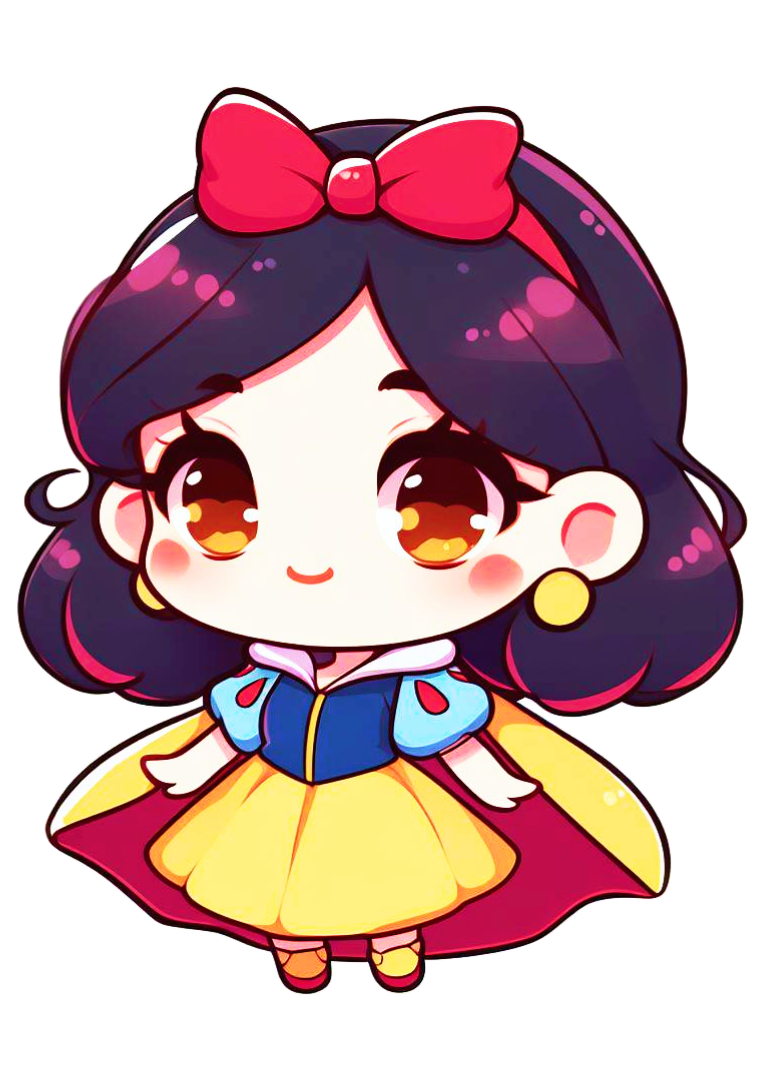 Branca de neve com lacinho desenho simples fofinho cute chibi conto de fadas png