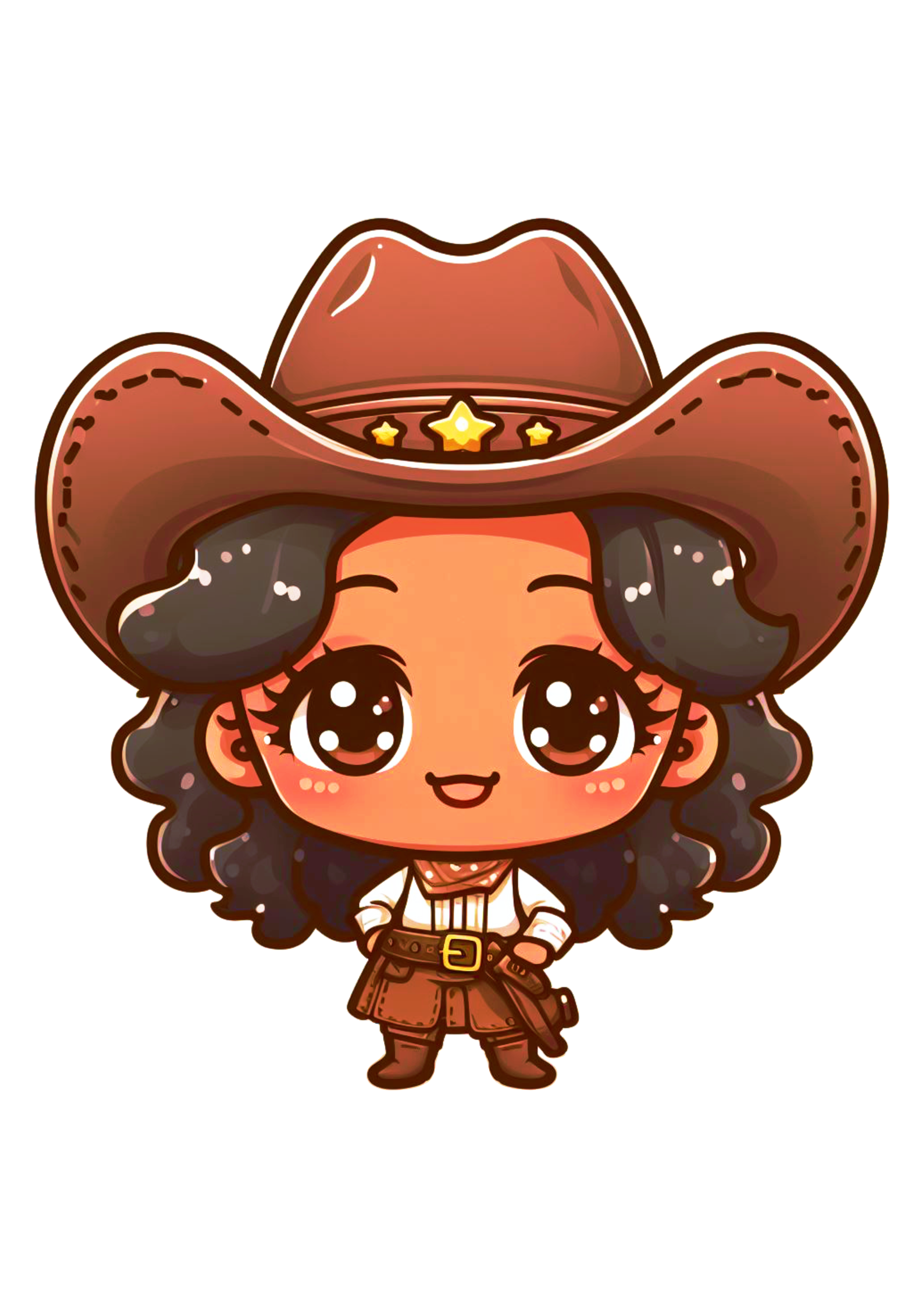 Cowboy desenho simples menina moreninha png