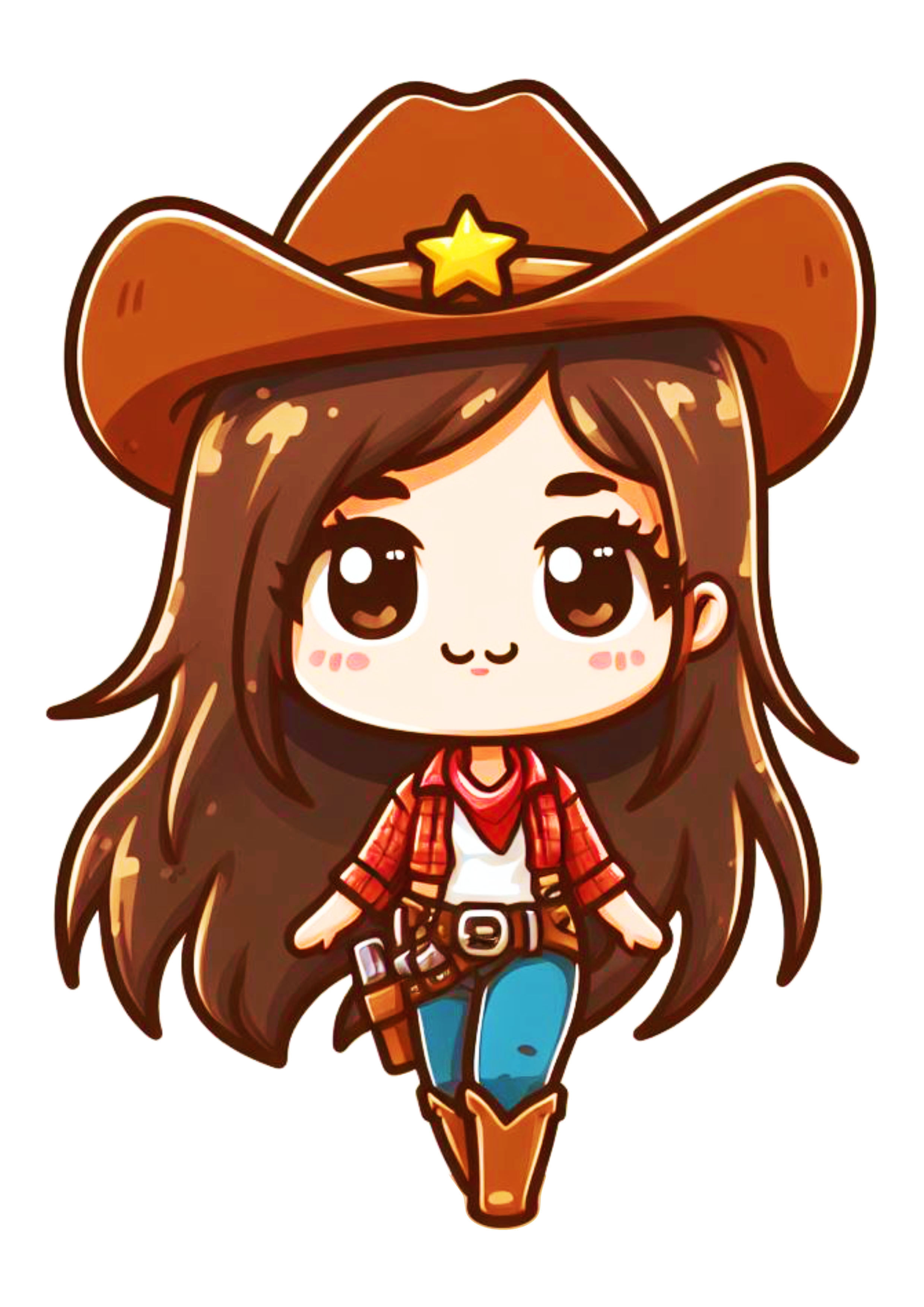 Cowboy desenho simples menina cabelo longo png