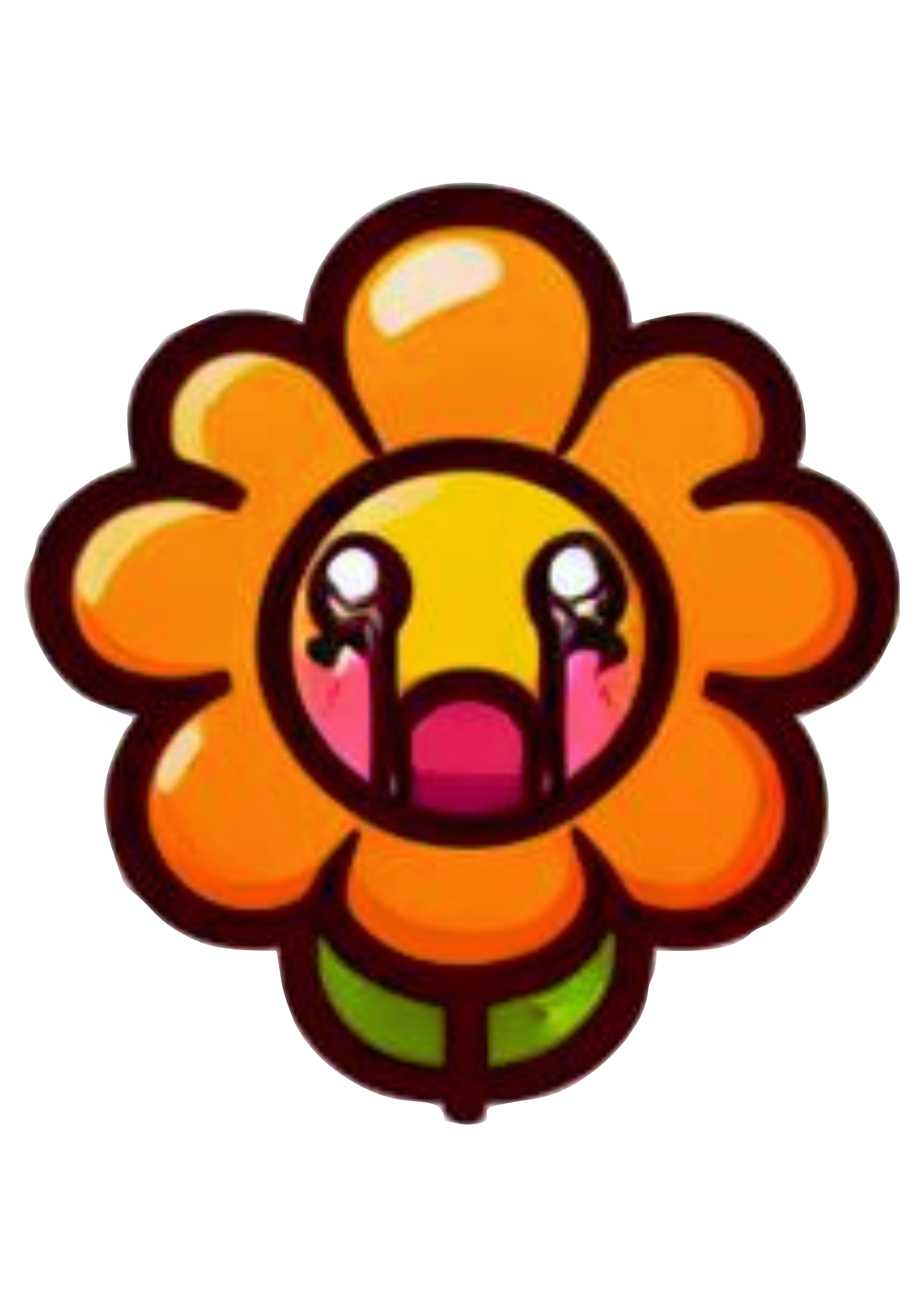 Emoji whatsapp florzinha laranja chorando desenho simples jardim encantado imagem sem fundo png