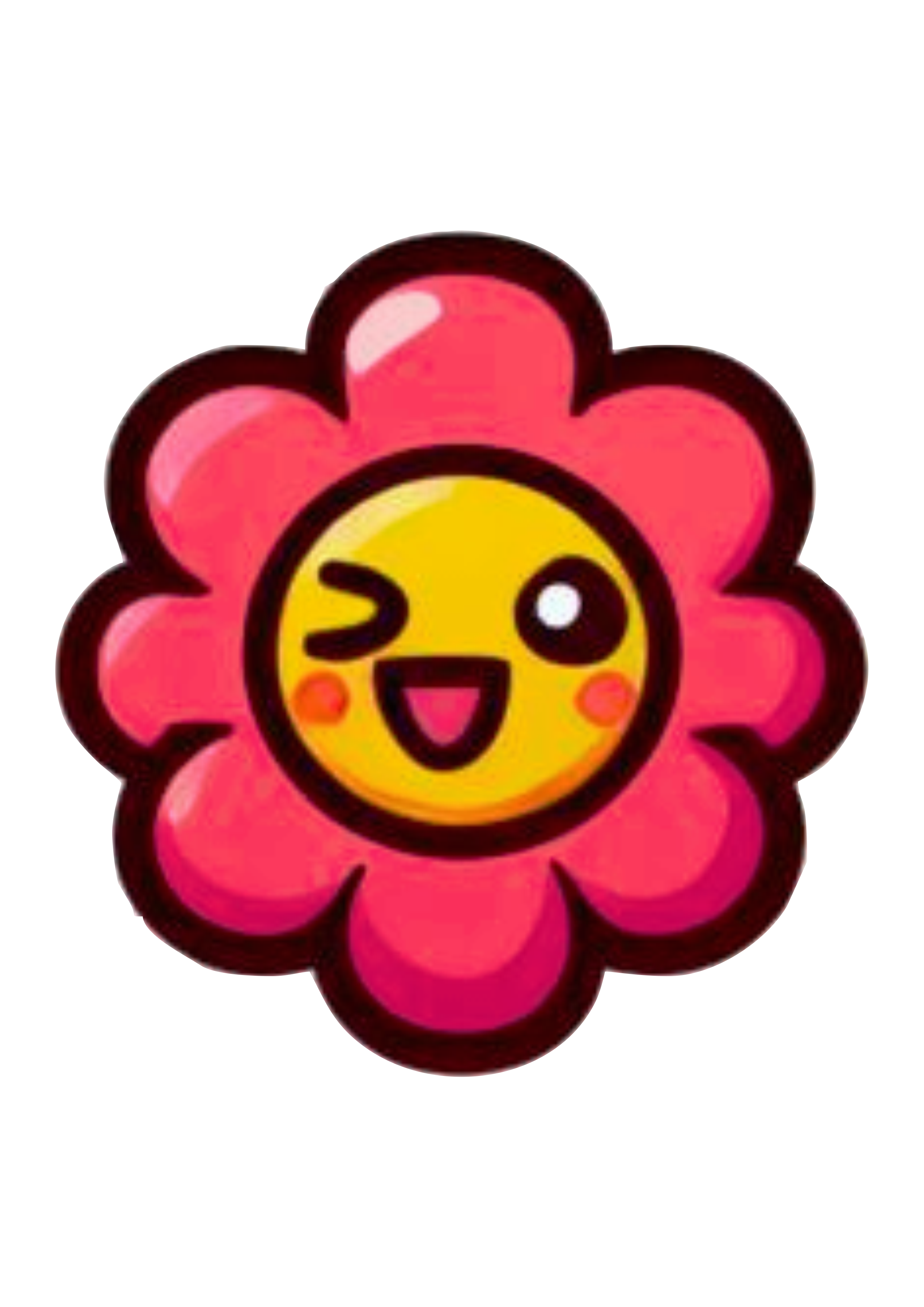 Emoji whatsapp florzinha piscando o olho desenho simples jardim encantado imagem fundo transparente pack de imagens png