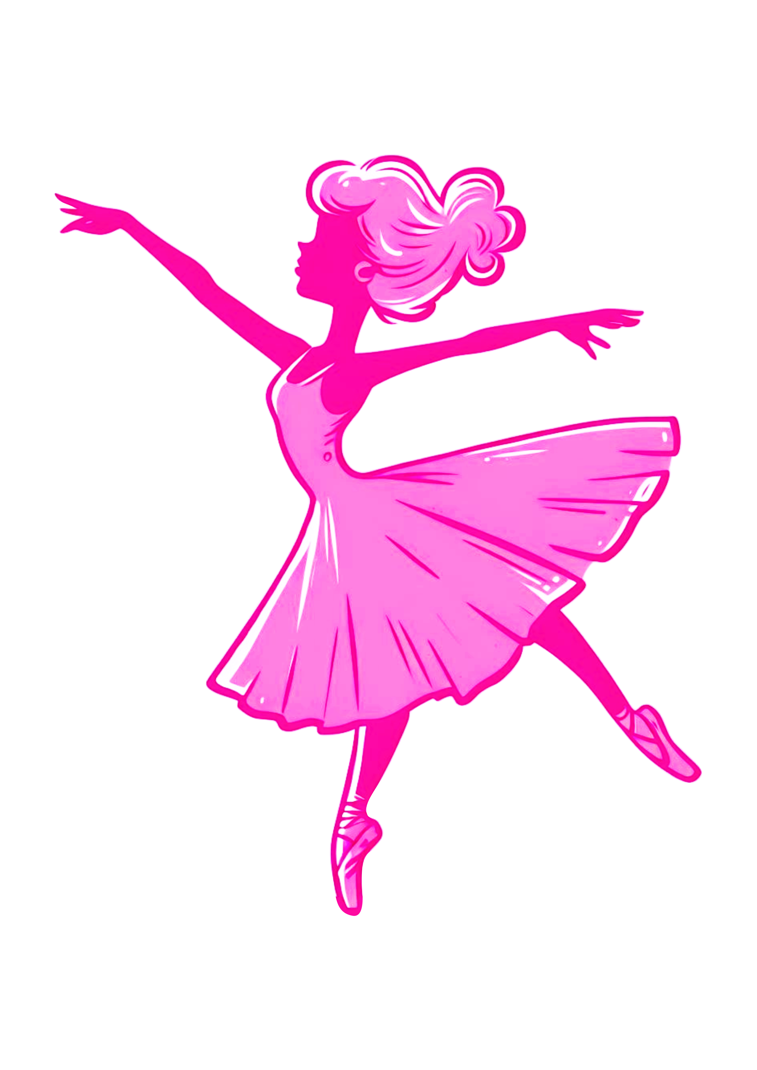 Bailarina rosa dançando desenho fofinho silhueta png