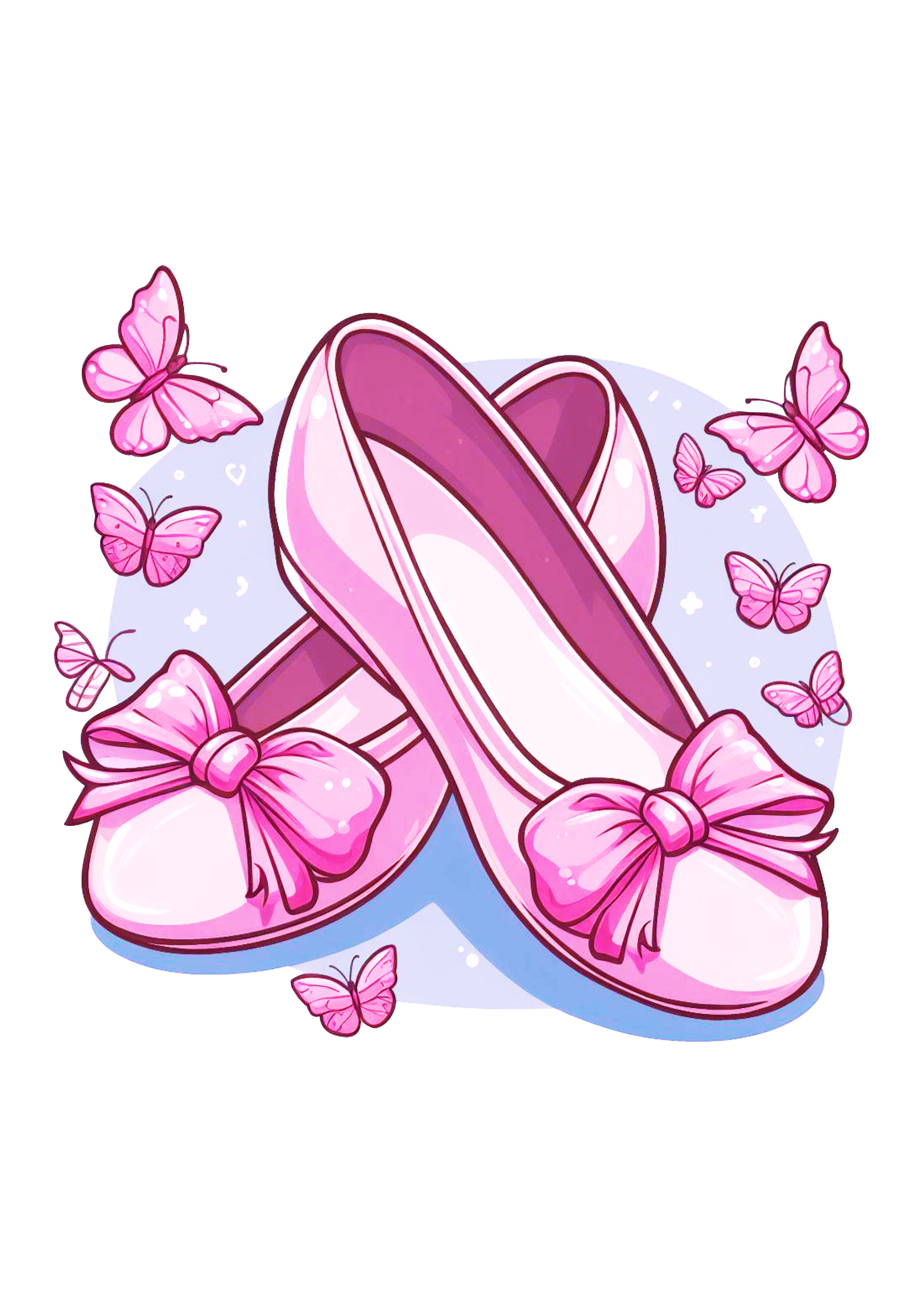 Sapatilha de bailarina rosa desenho fofinho com borboletas pack de imagens fundo transparente png
