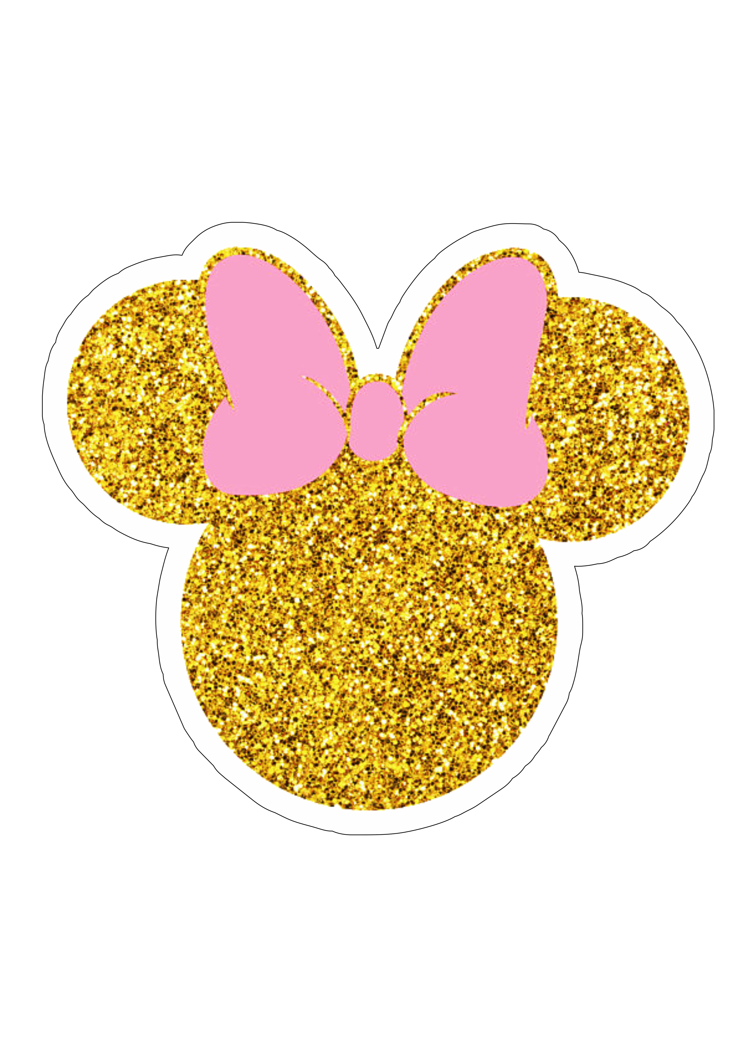 Minnie Mouse cabeça dourada com lacinho rosa png