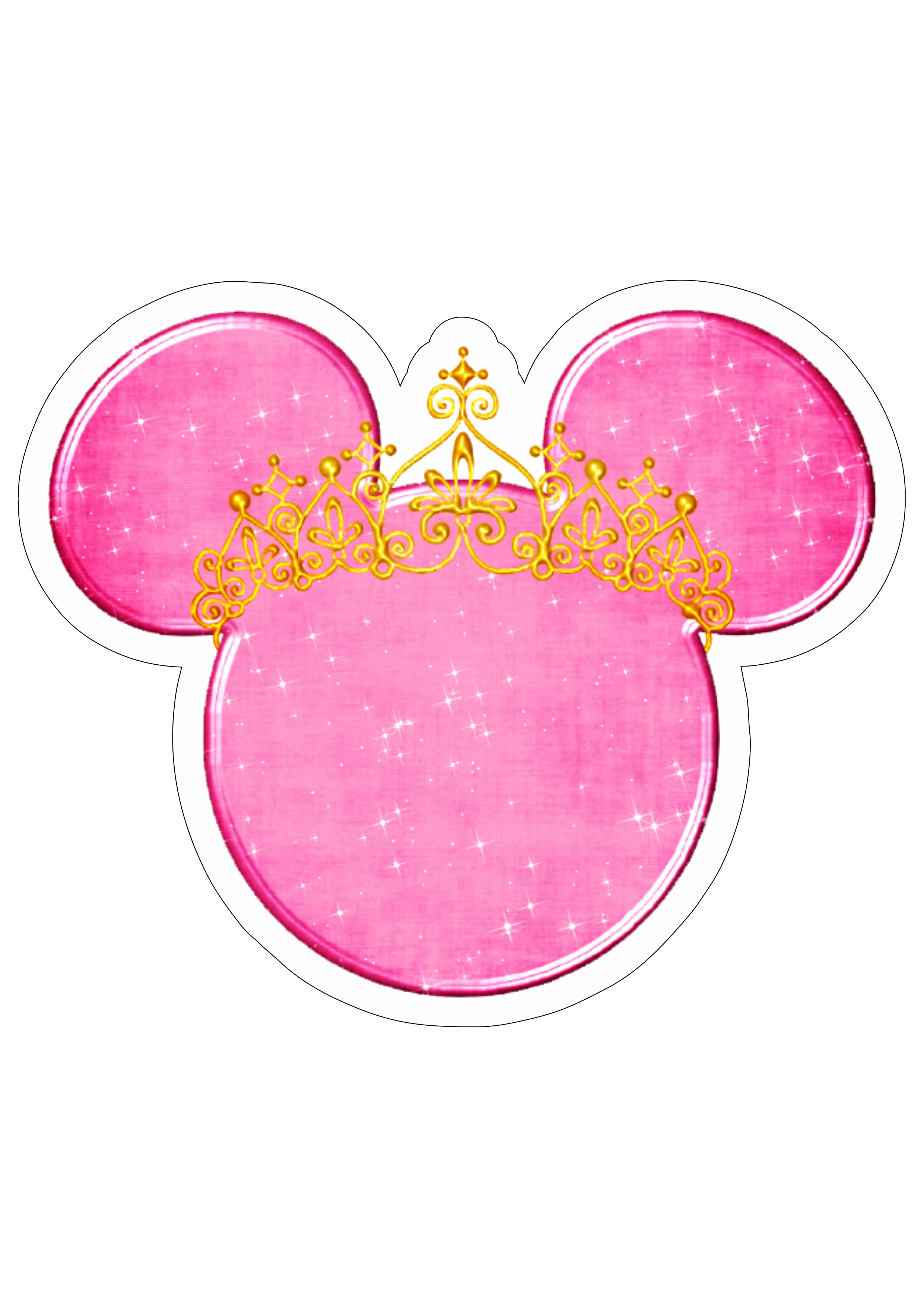 Minnie Mouse cabeça rosa brilhante com coroa dourada png