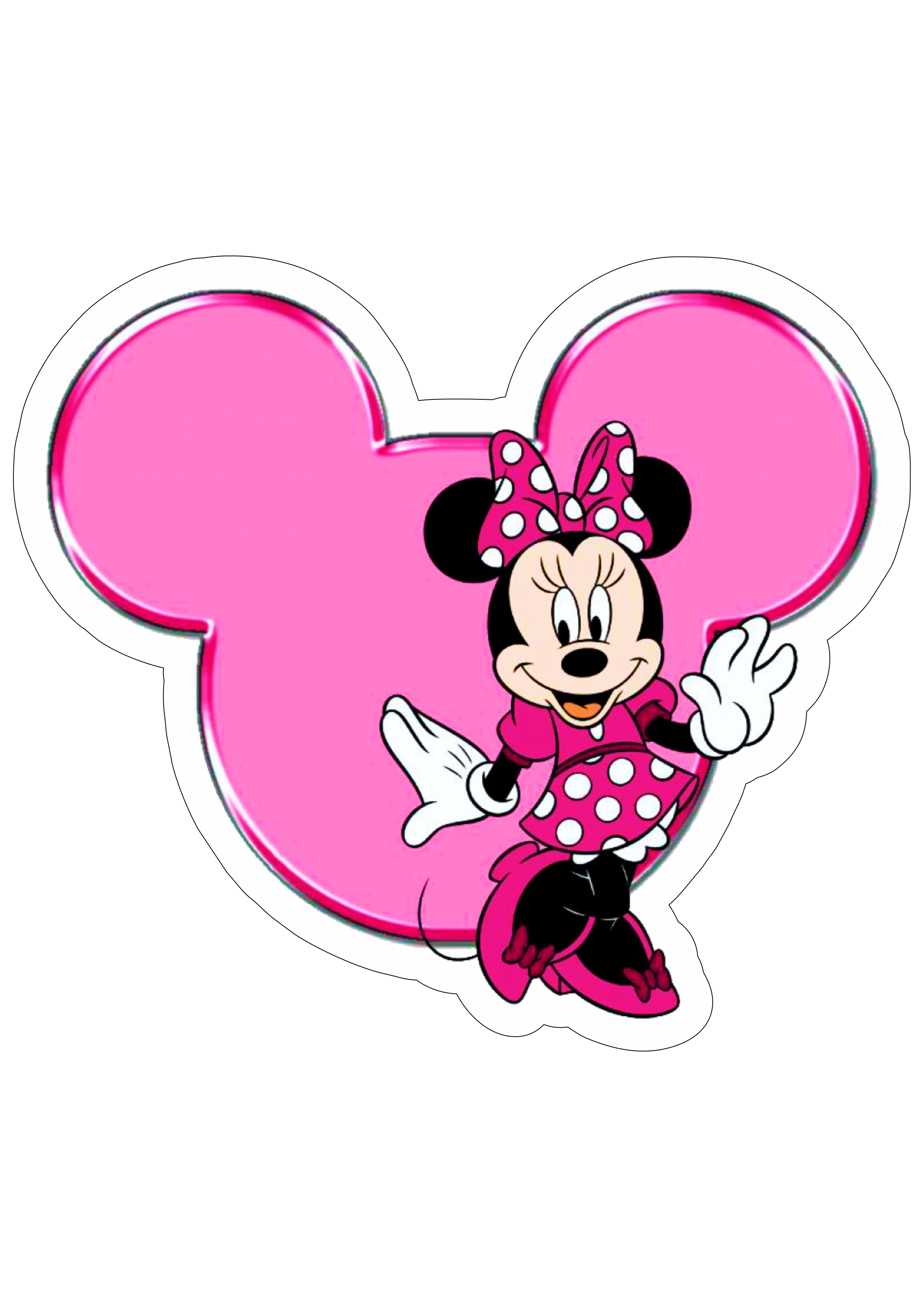 Minnie Mouse cabeça rosa brilhante imagem com fundo transparente e contorno png