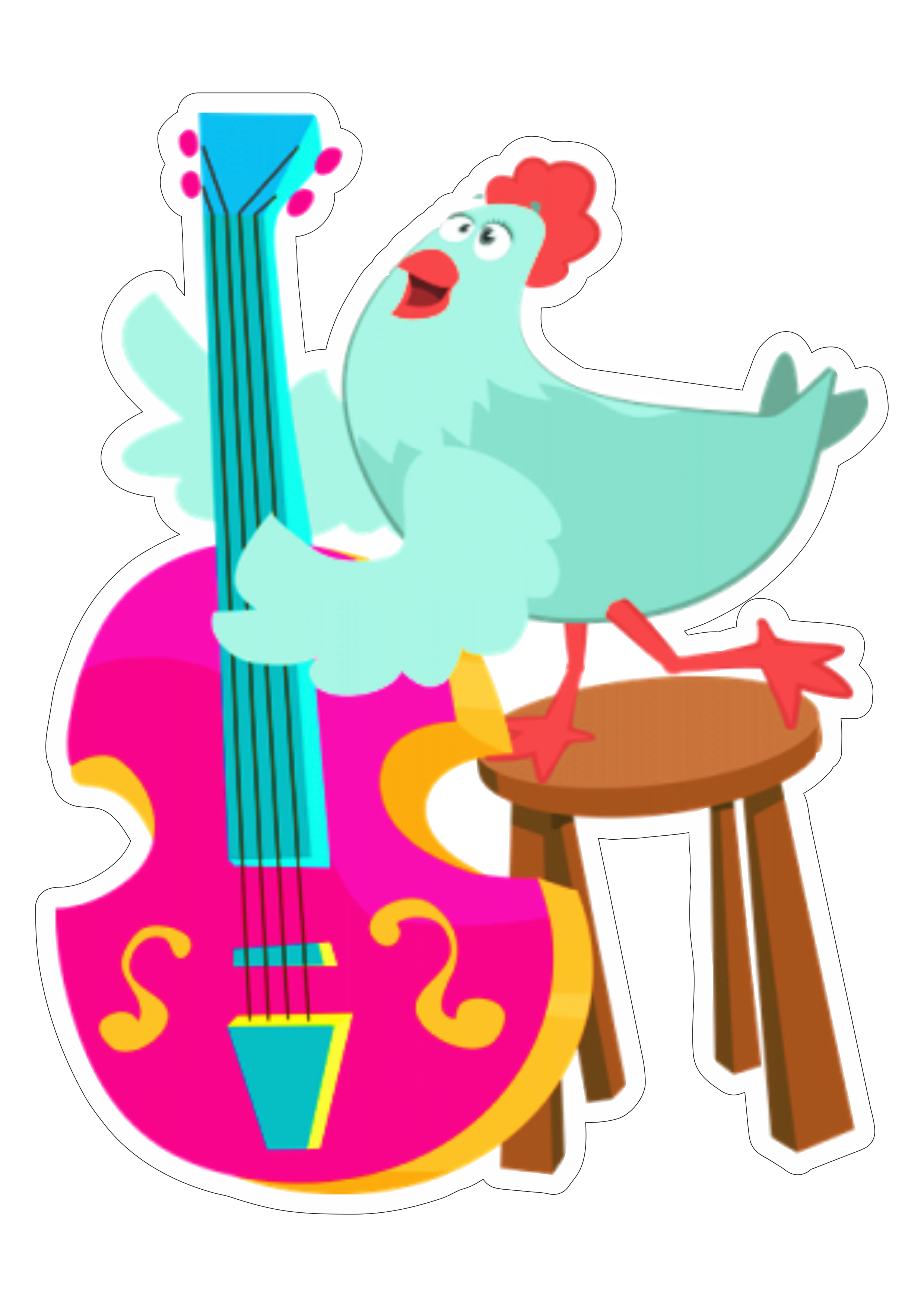 Mundo bita galinha tocando violão desenho infantil musical youtube fundo transparente com contorno png