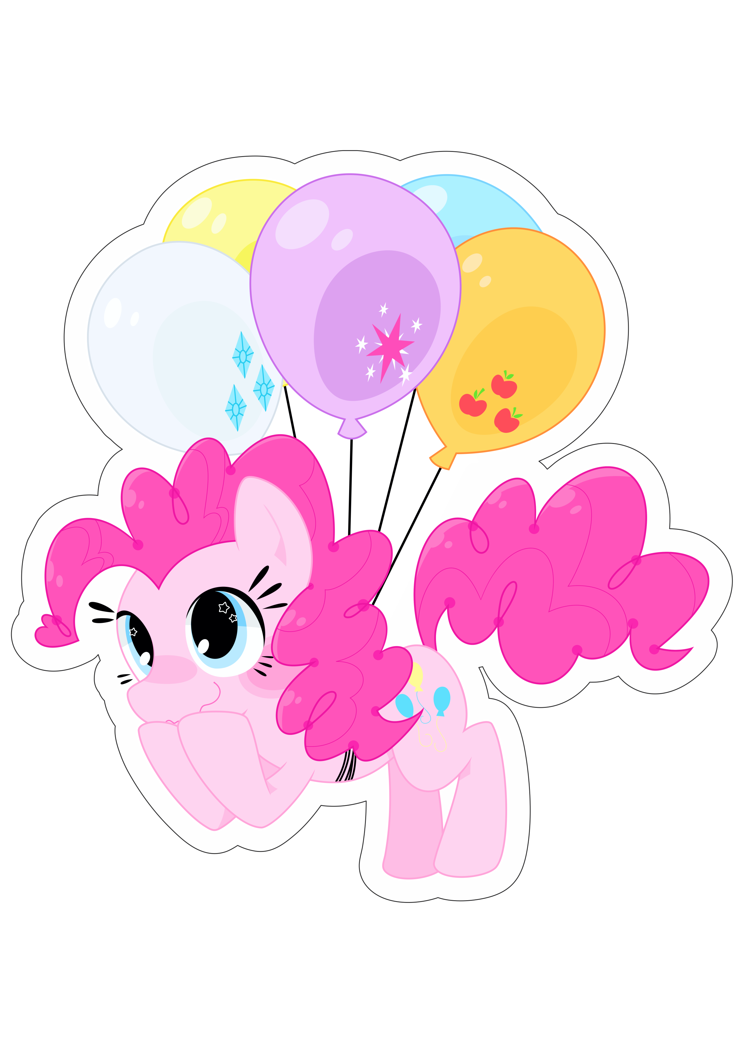My little pony cavalinho rosa com balões png
