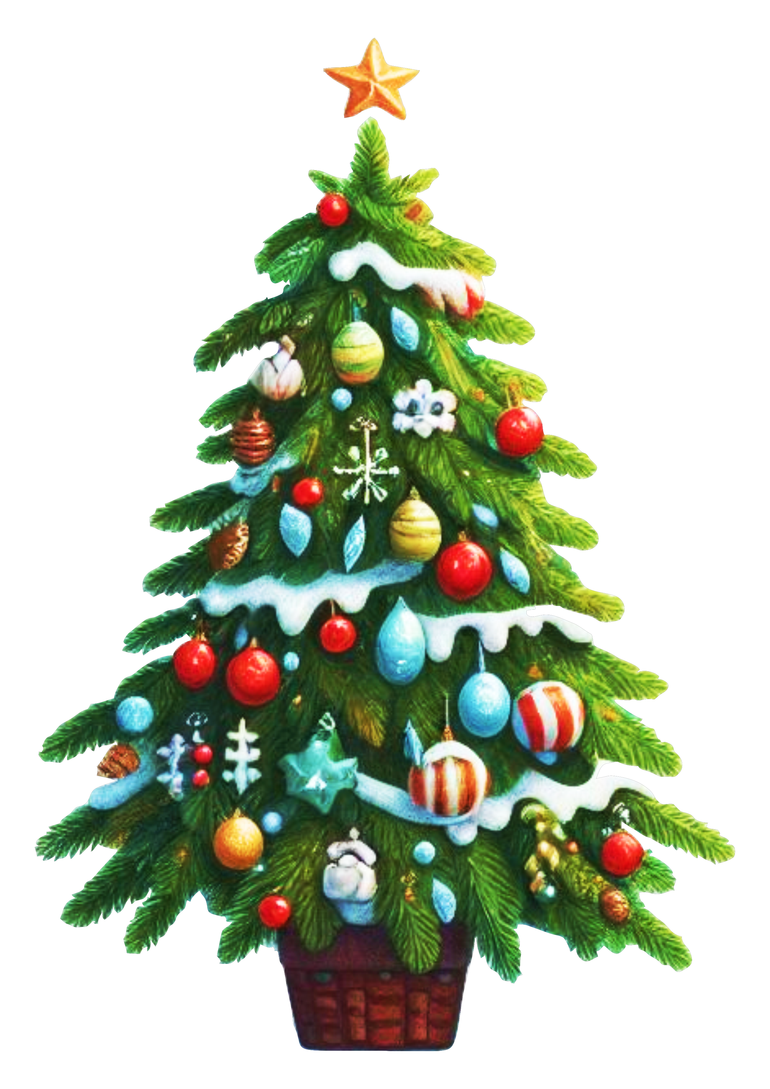Árvore de natal decorada com luzes e bolinhas decoração png