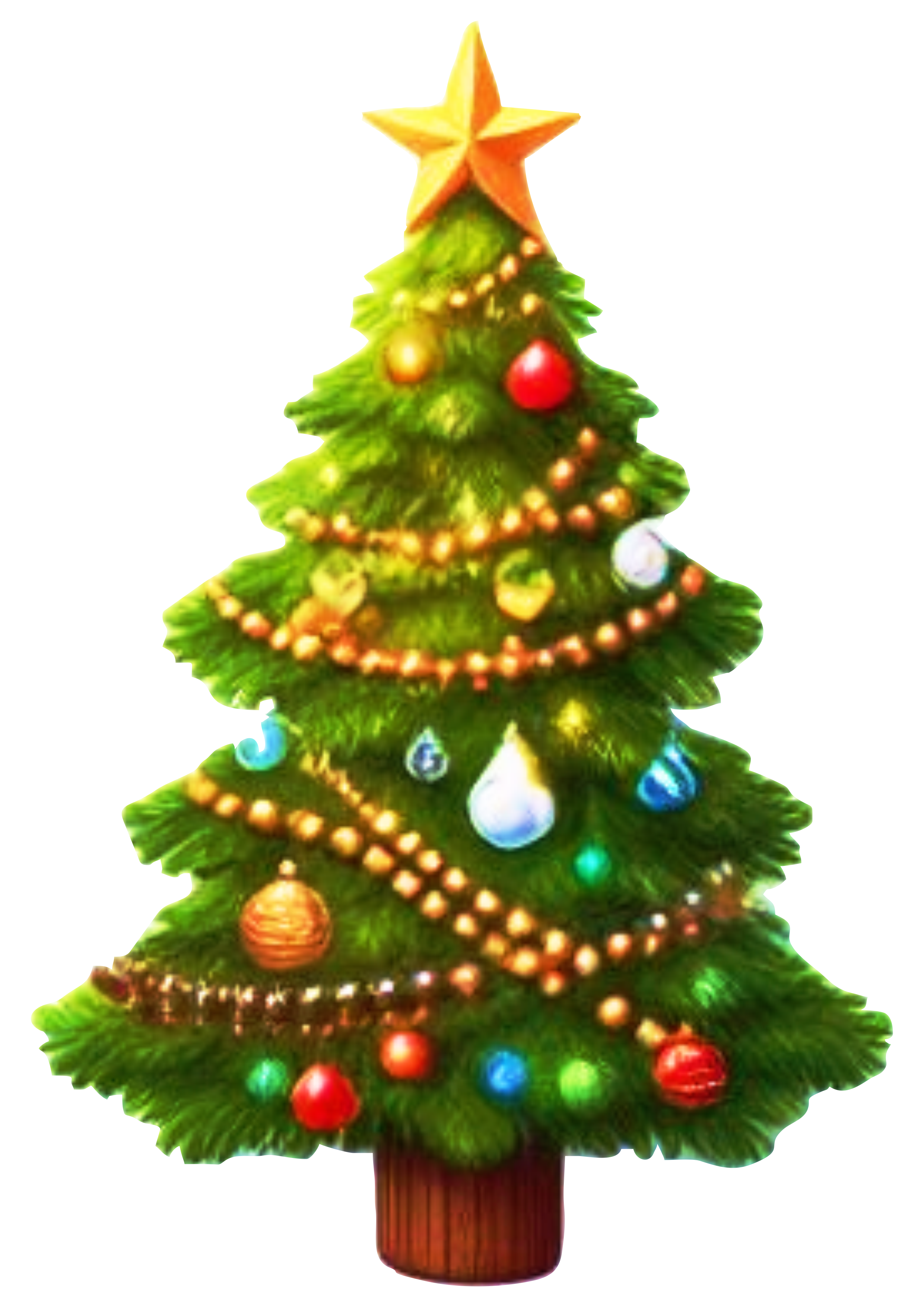 Árvore de natal decorada com luzes e bolinhas decoração vetor png