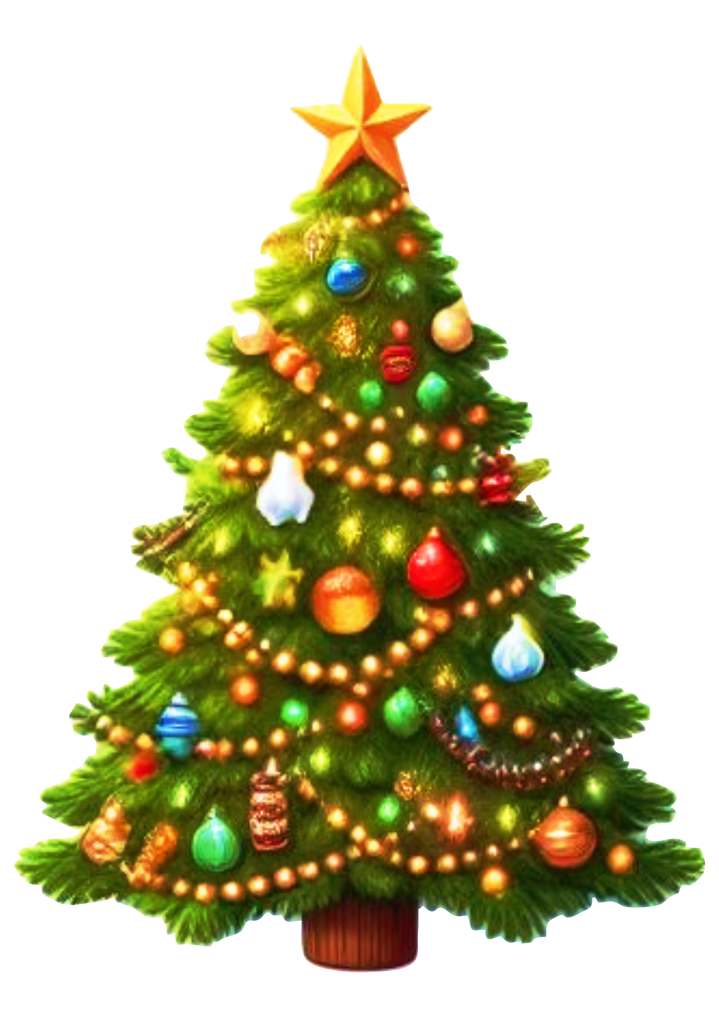 Árvore de natal decorada com luzes e bolinhas decoração vetor pack de imagens grátis png