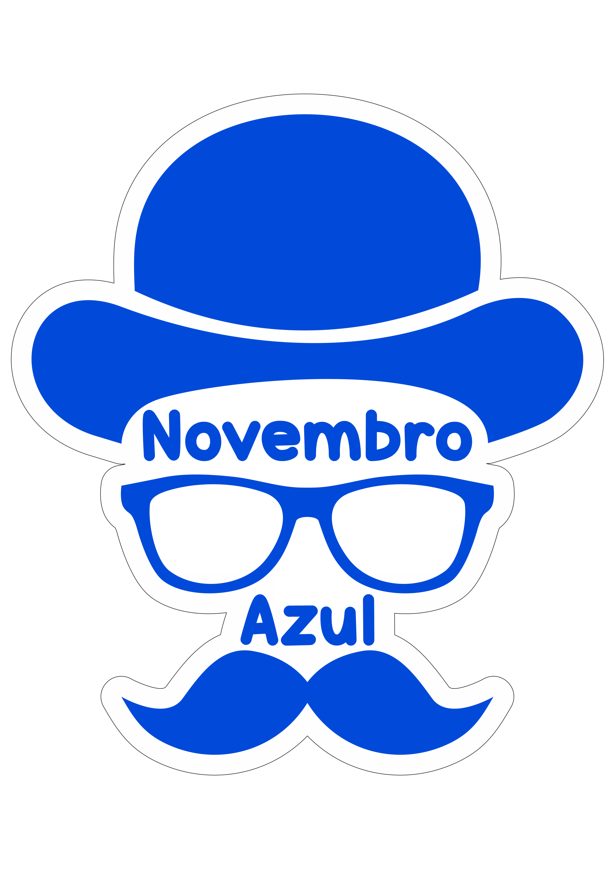 Chapéu óculos e bigode novembro azul mês de prevenção ao câncer de próstata artes gráficas design png
