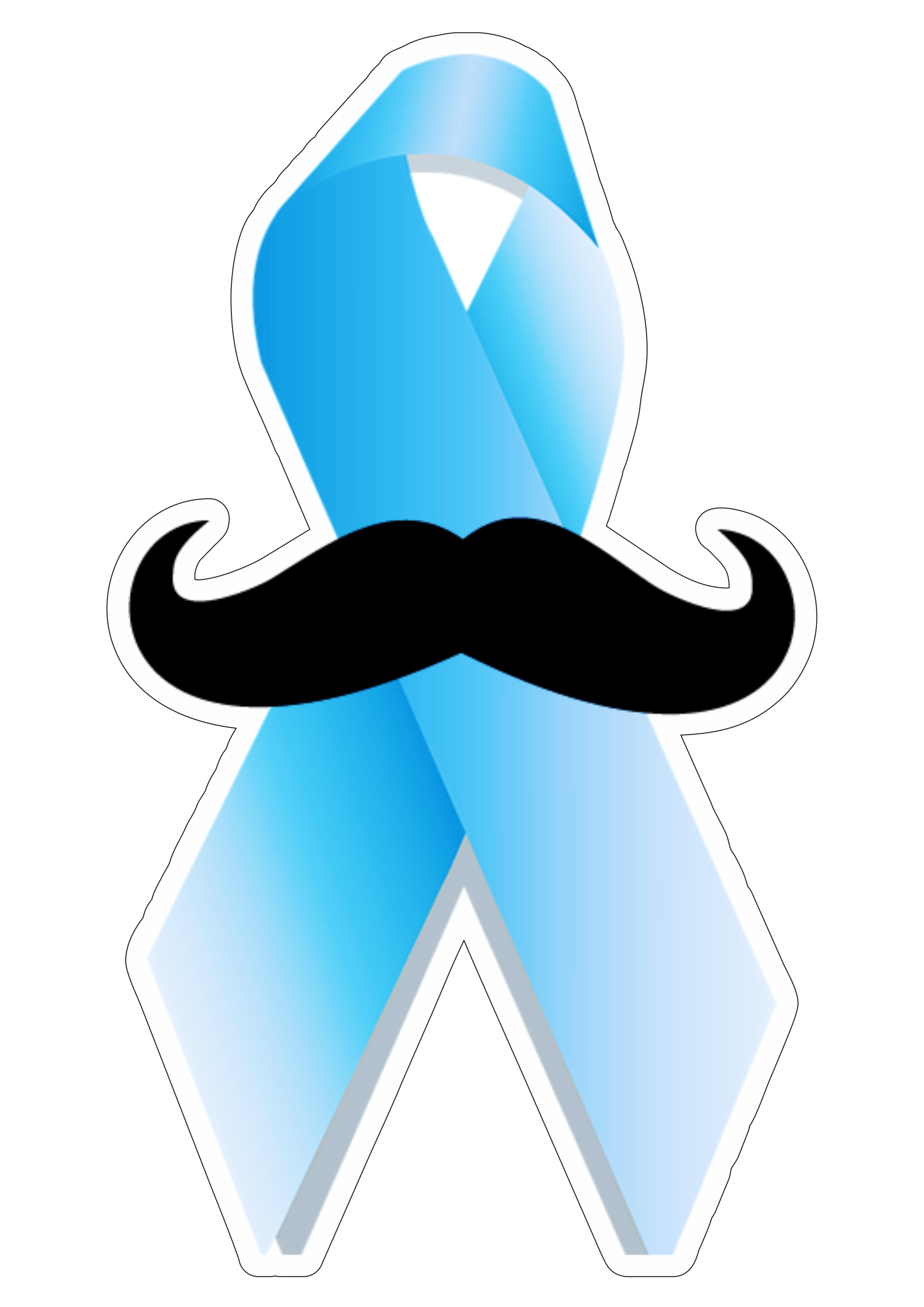 Novembro azul mês de prevenção ao câncer de próstata lacinho azul e bigode png