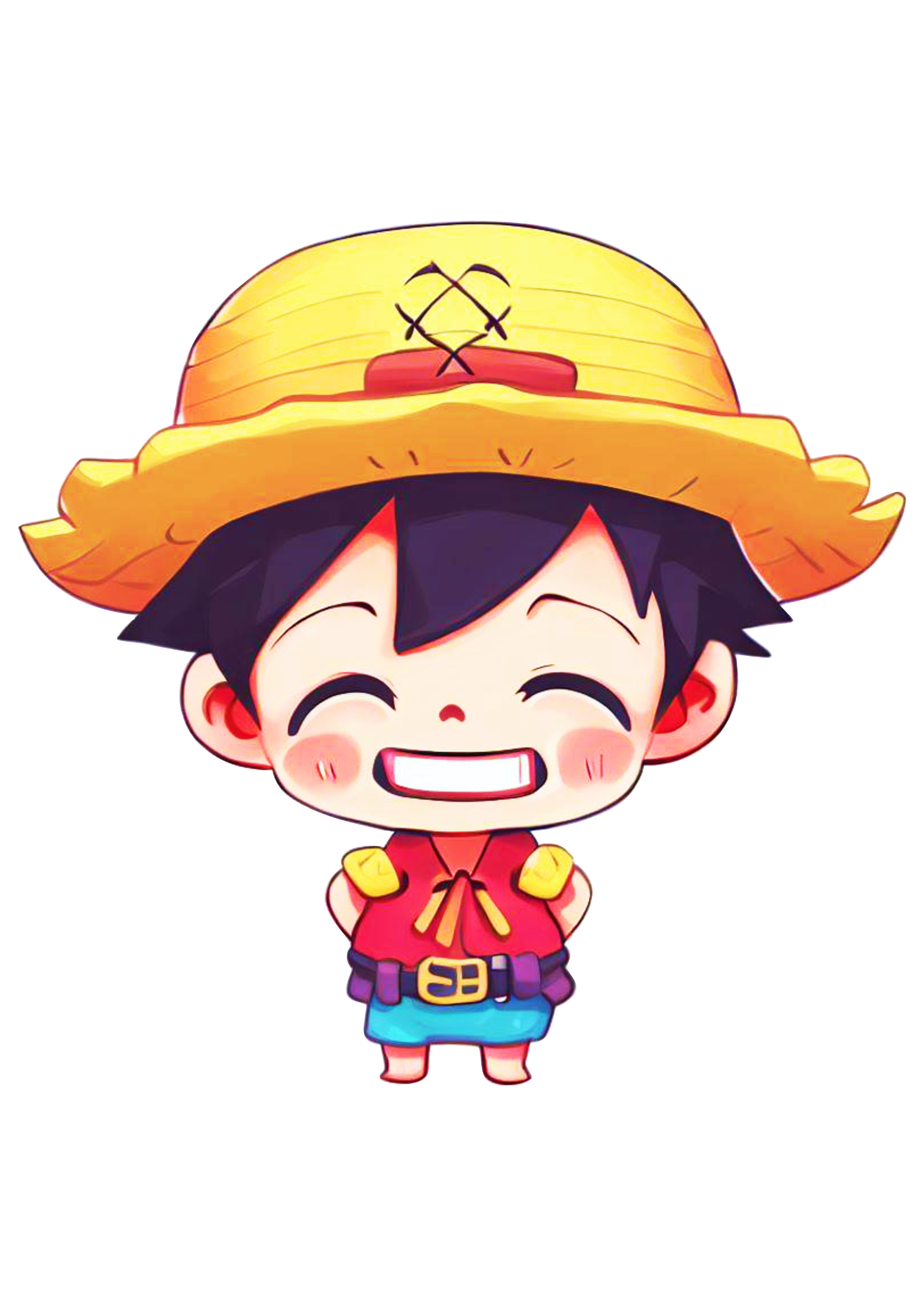 One piece luffy baby desenho cute chibi bonequinho chapéu de palha png