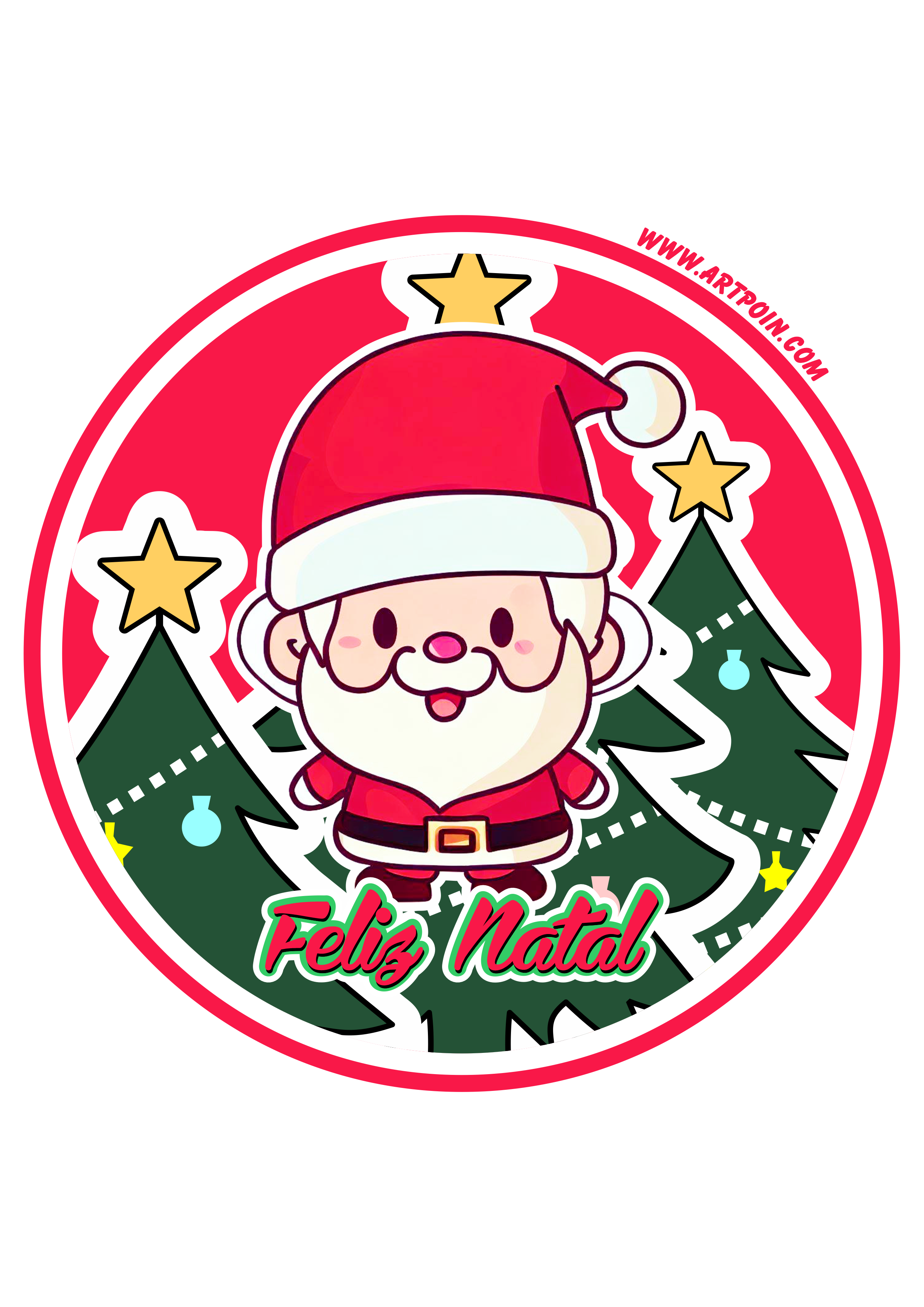 Feliz natal papai noel adesivo redondo tag sticker painel decoração png
