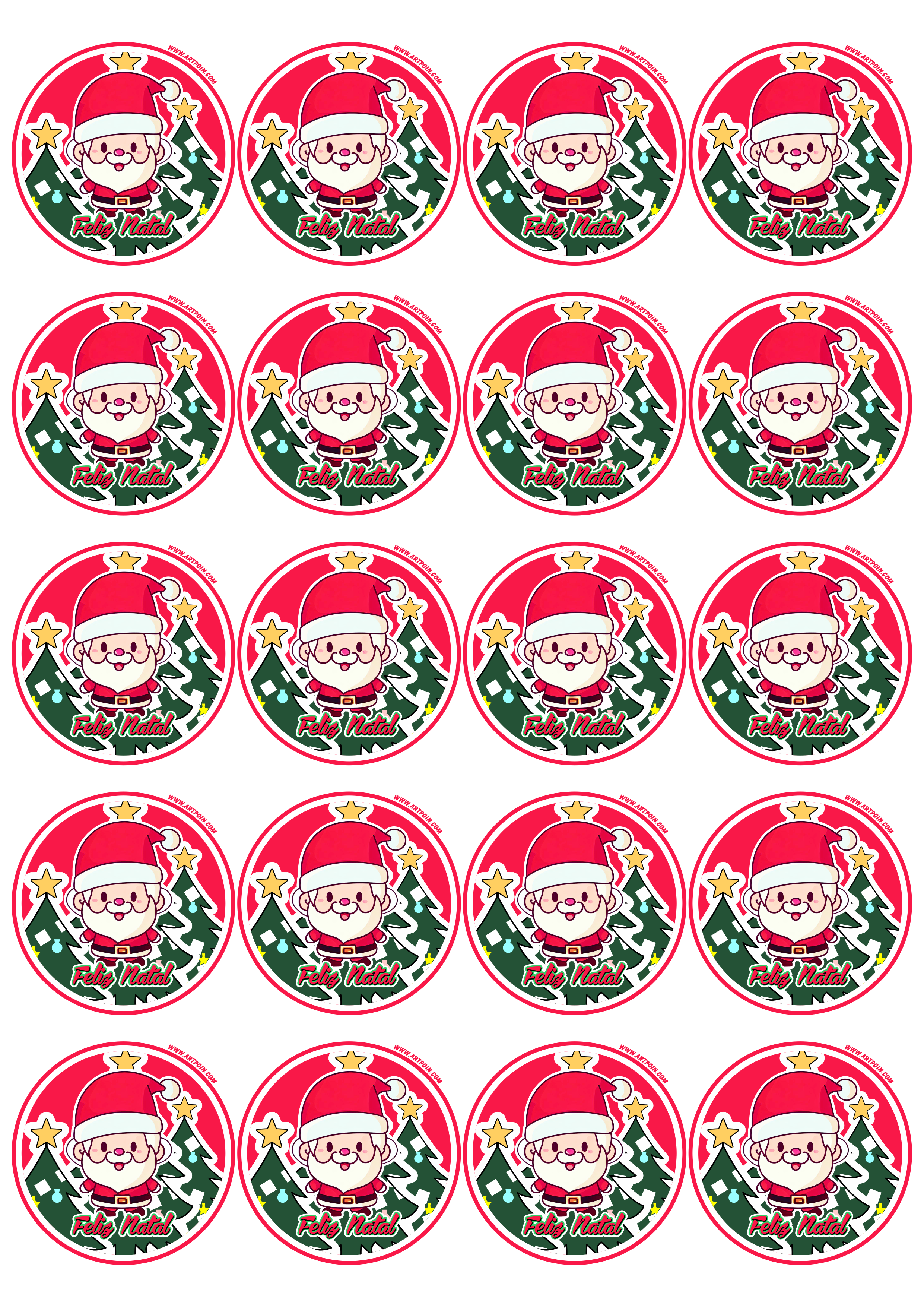 Feliz natal papai noel adesivo redondo tag sticker decoração 20 imagens png