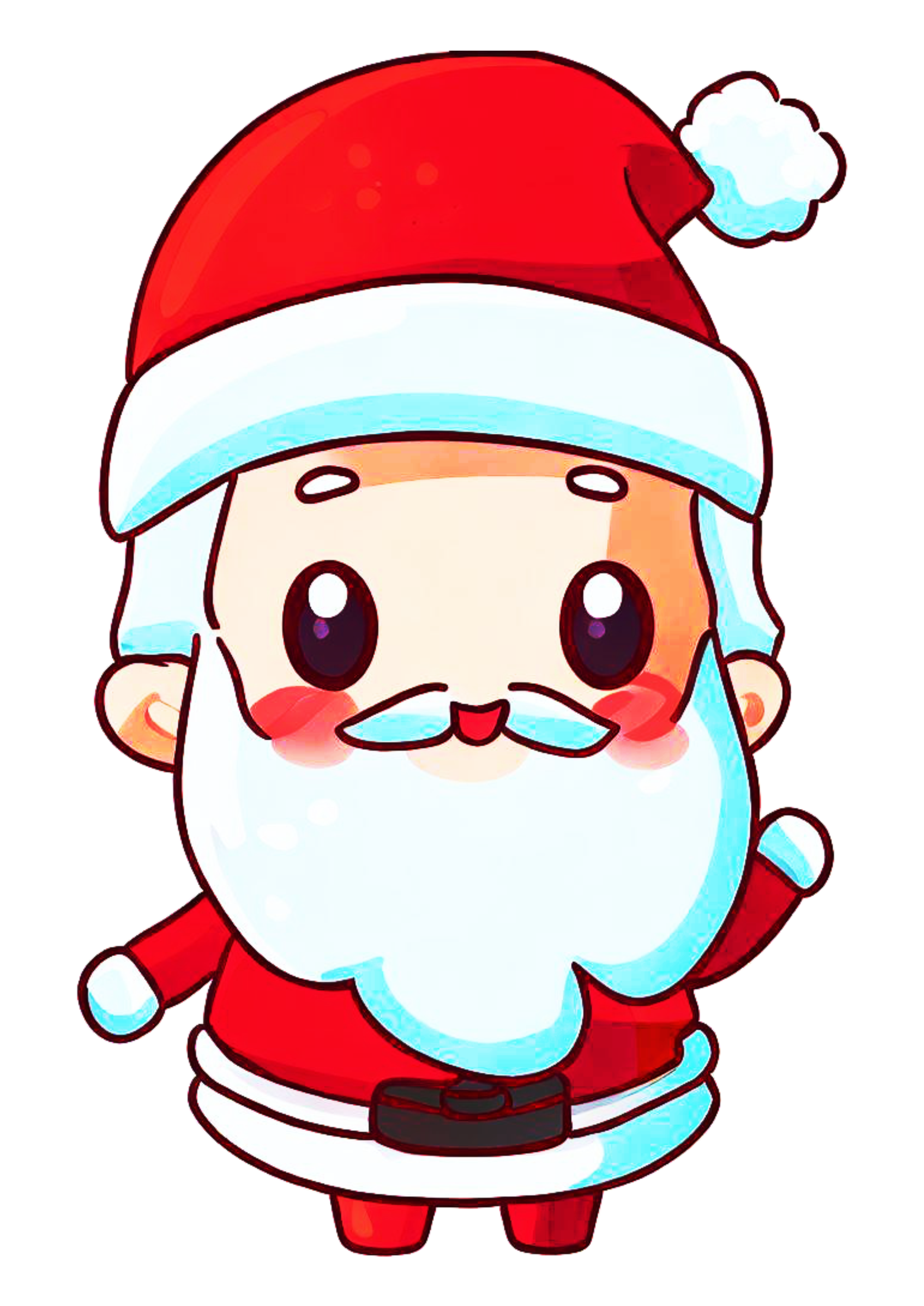 Papai noel fofo com quadro de feliz natal desenho kawaii