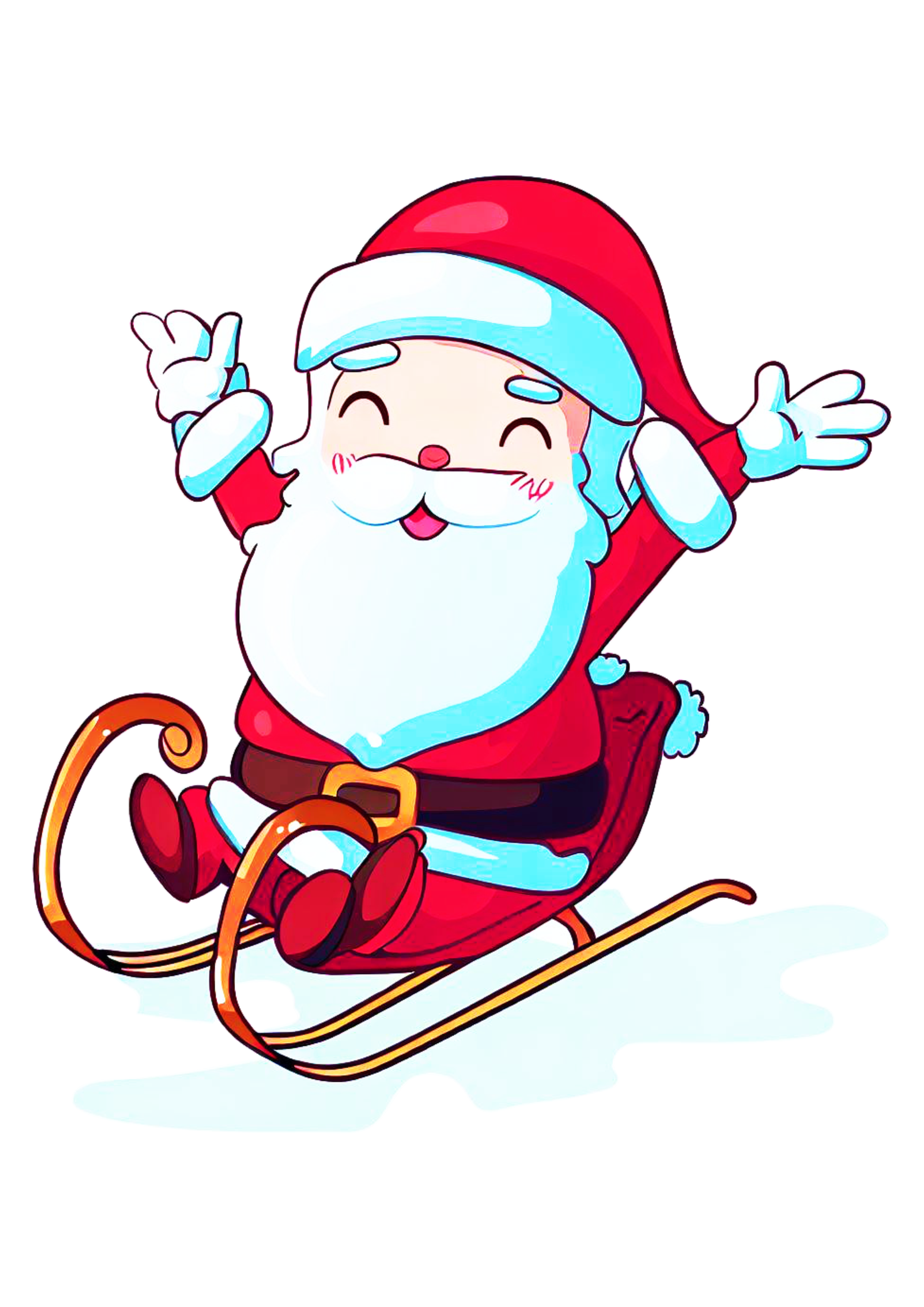Papai Noel fofinho no trenó feliz natal png