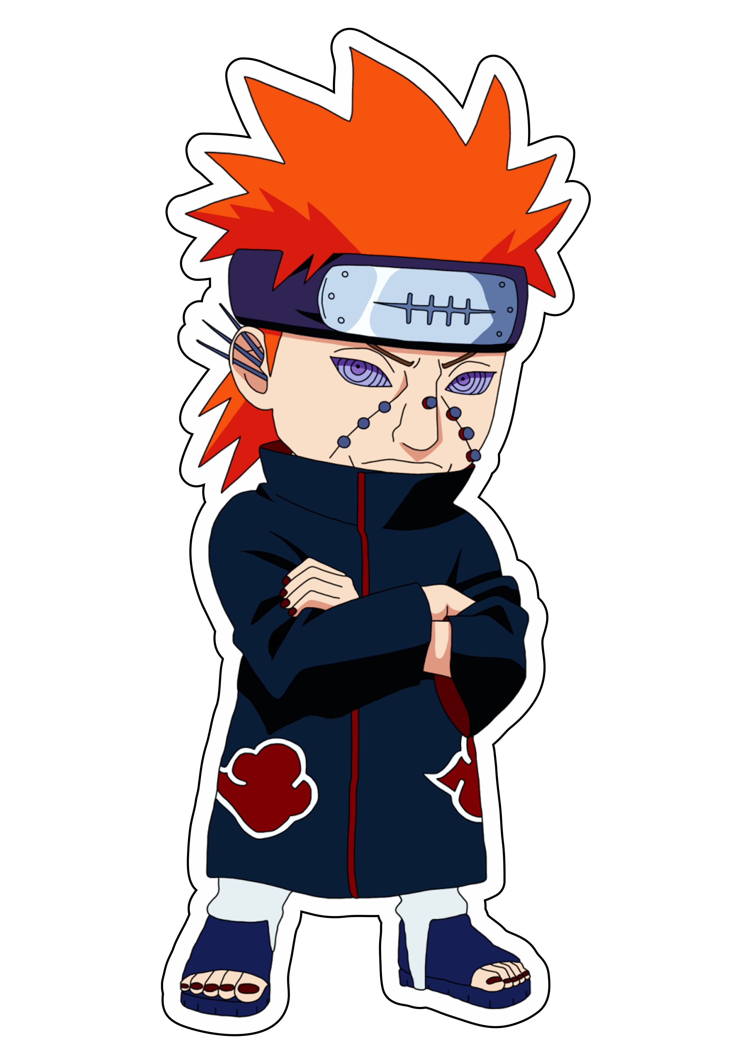 Naruto Shippuden desenho fofinho Akatsuki Pain design fundo transparente com contorno png