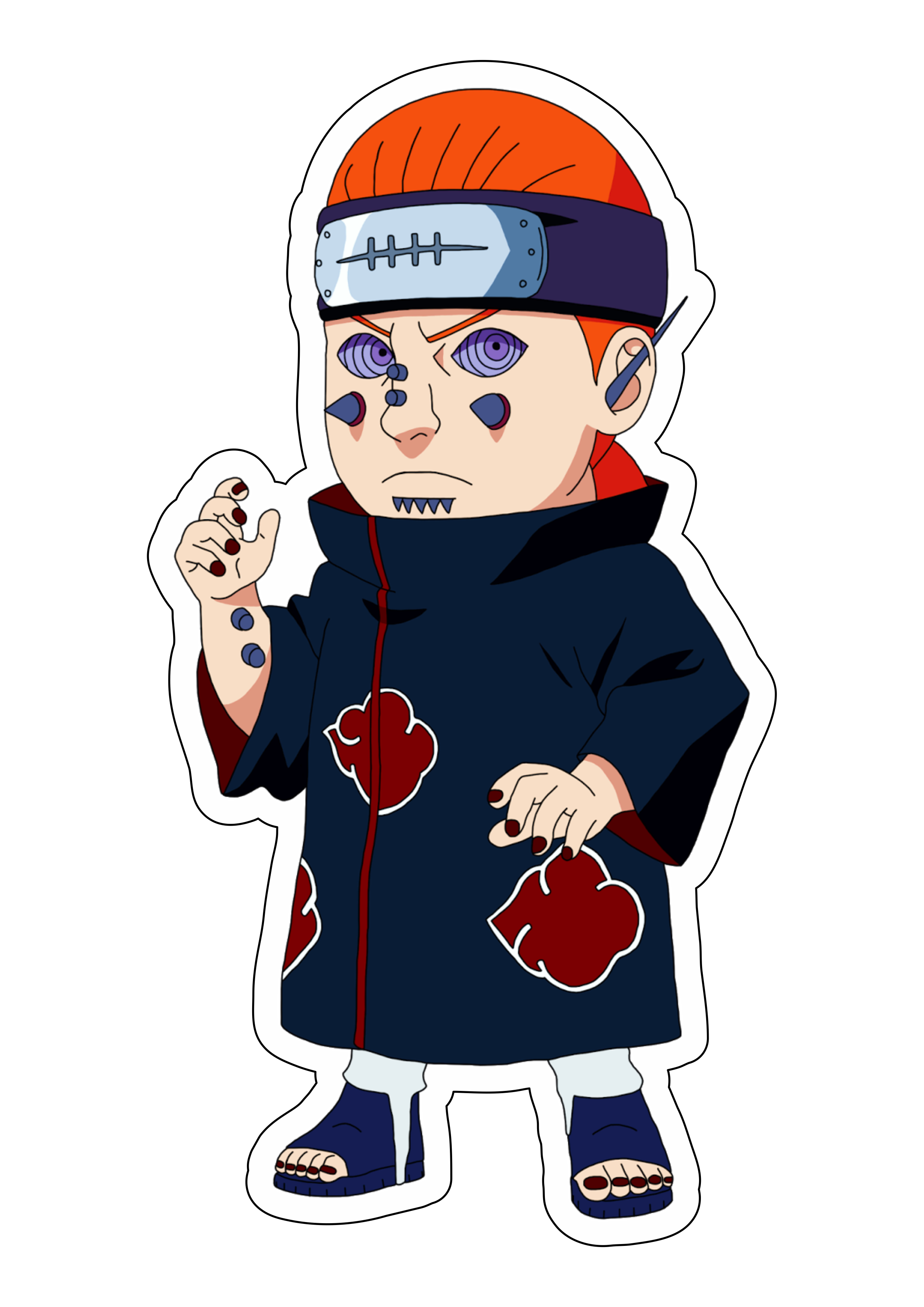 Naruto Shippuden desenho fofinho Akatsuki Pain  rinnegan design fundo transparente com contorno png