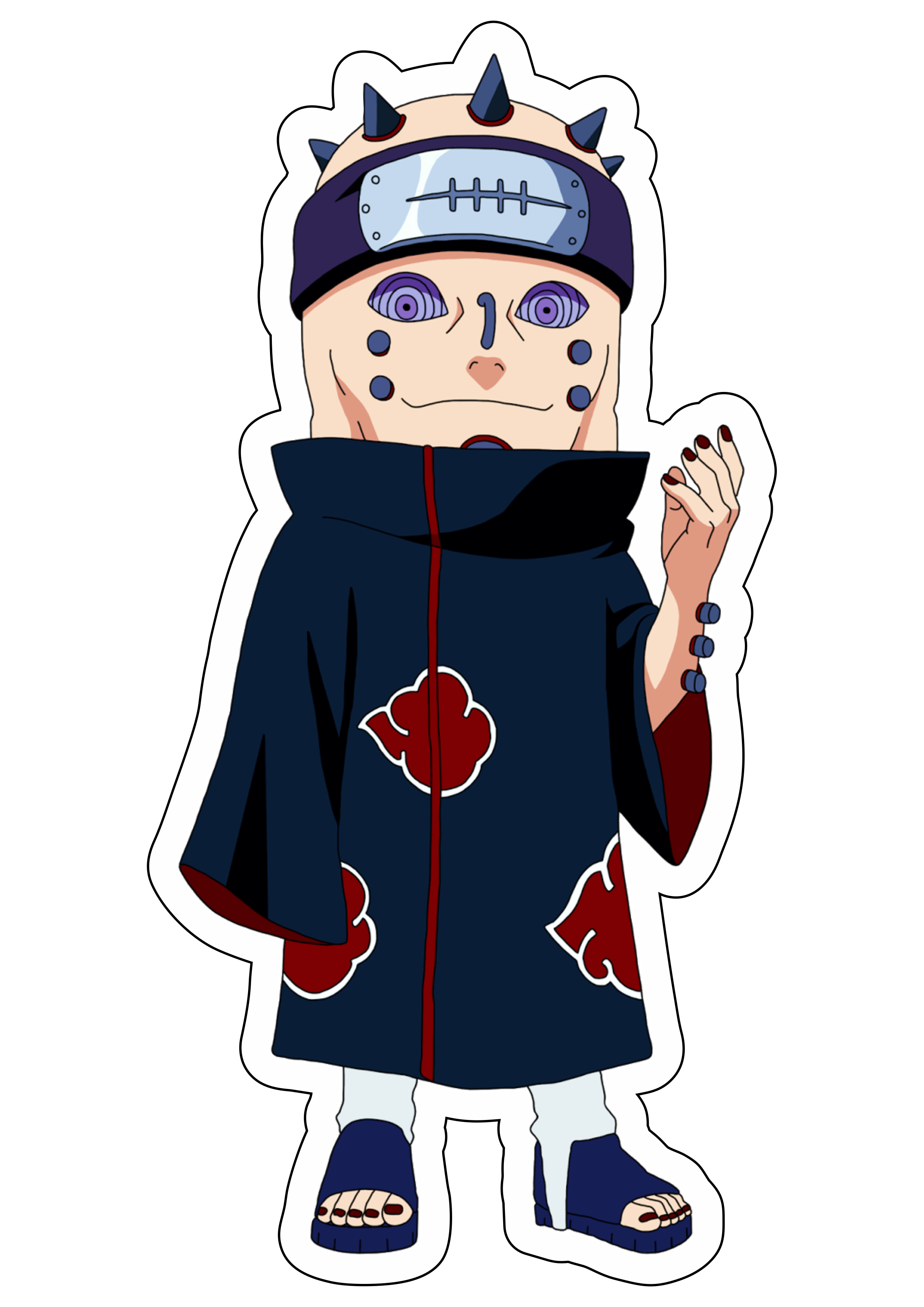 Naruto Shippuden desenho fofinho Akatsuki Pain rinnegan 6 caminhos design fundo transparente com contorno png