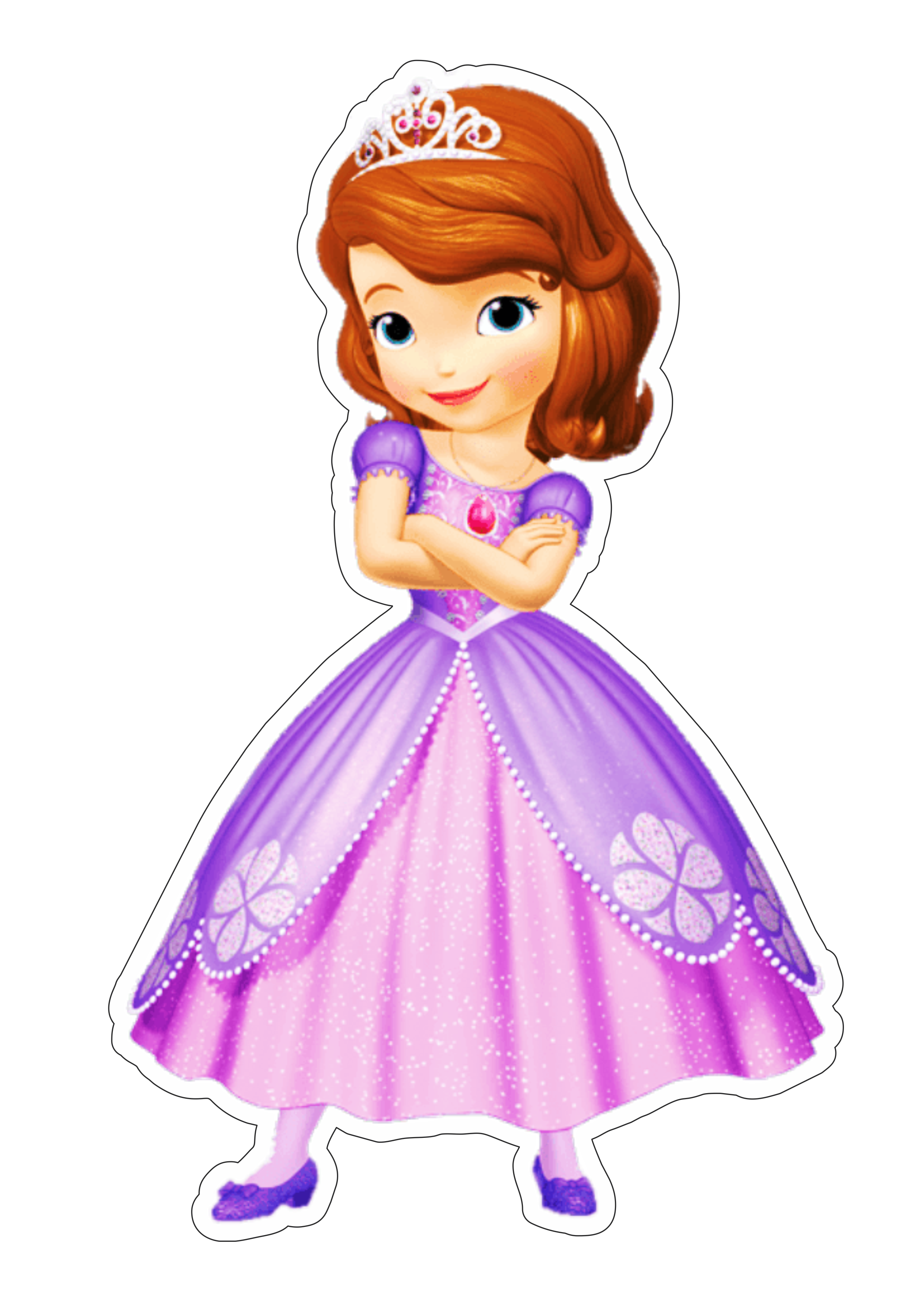 Princesinha Sofia personagem fictício fundo transparente contorno vestido lilás disney png