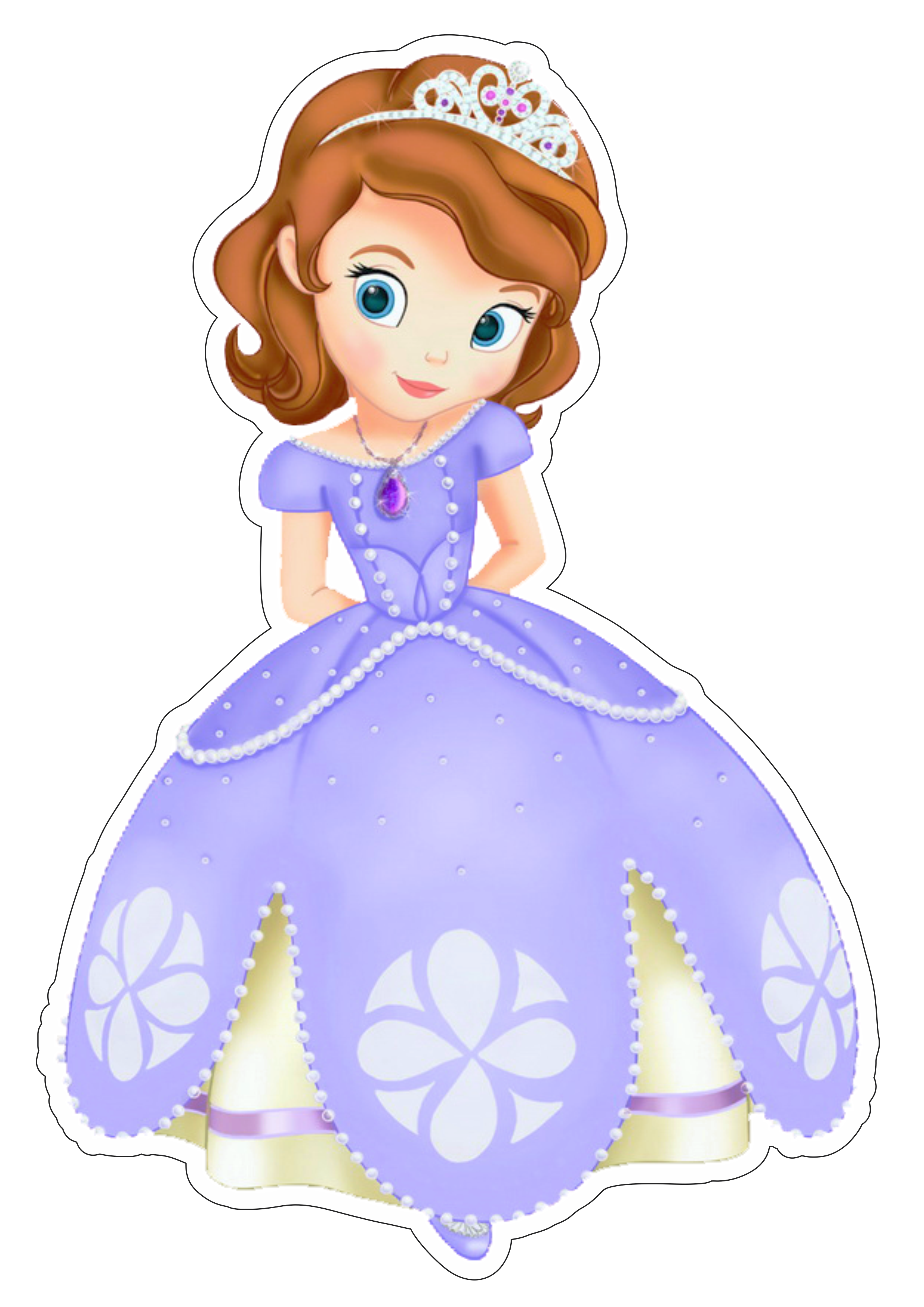 Princesinha Sofia personagem fictício fundo transparente contorno vestido lilás disney princess png