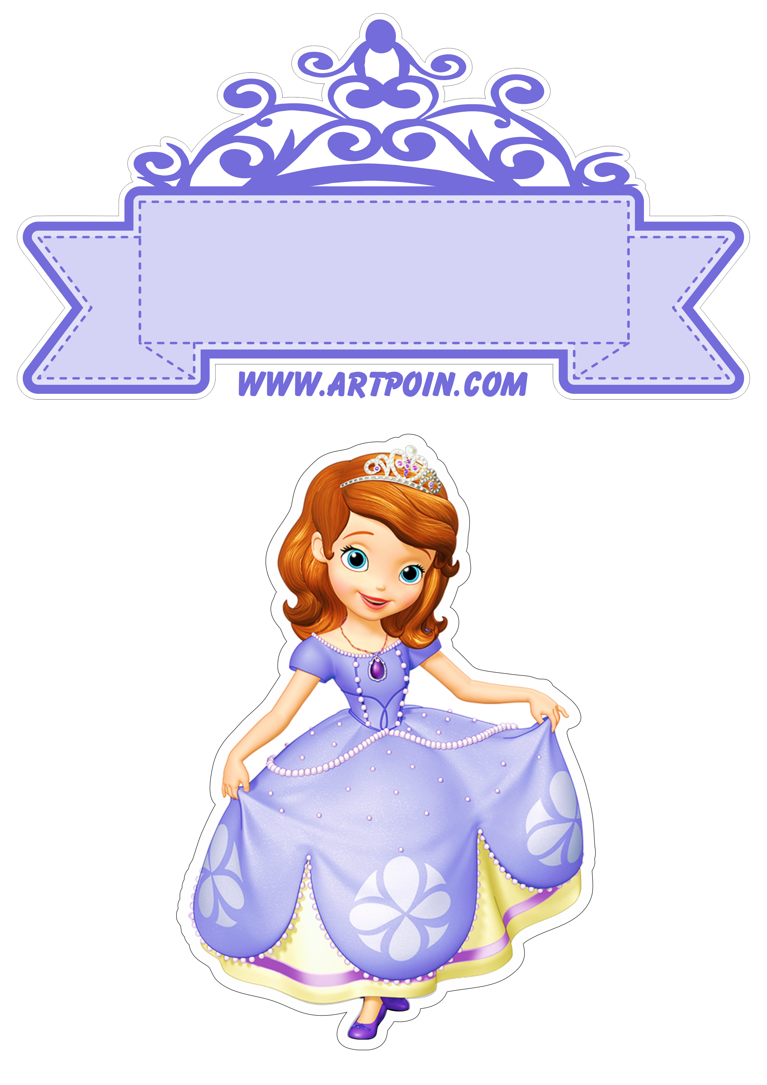 Princesinha Sofia disney topo de bolo para imprimir aniversário infantil faixas decorativas fazendo a nossa festa png