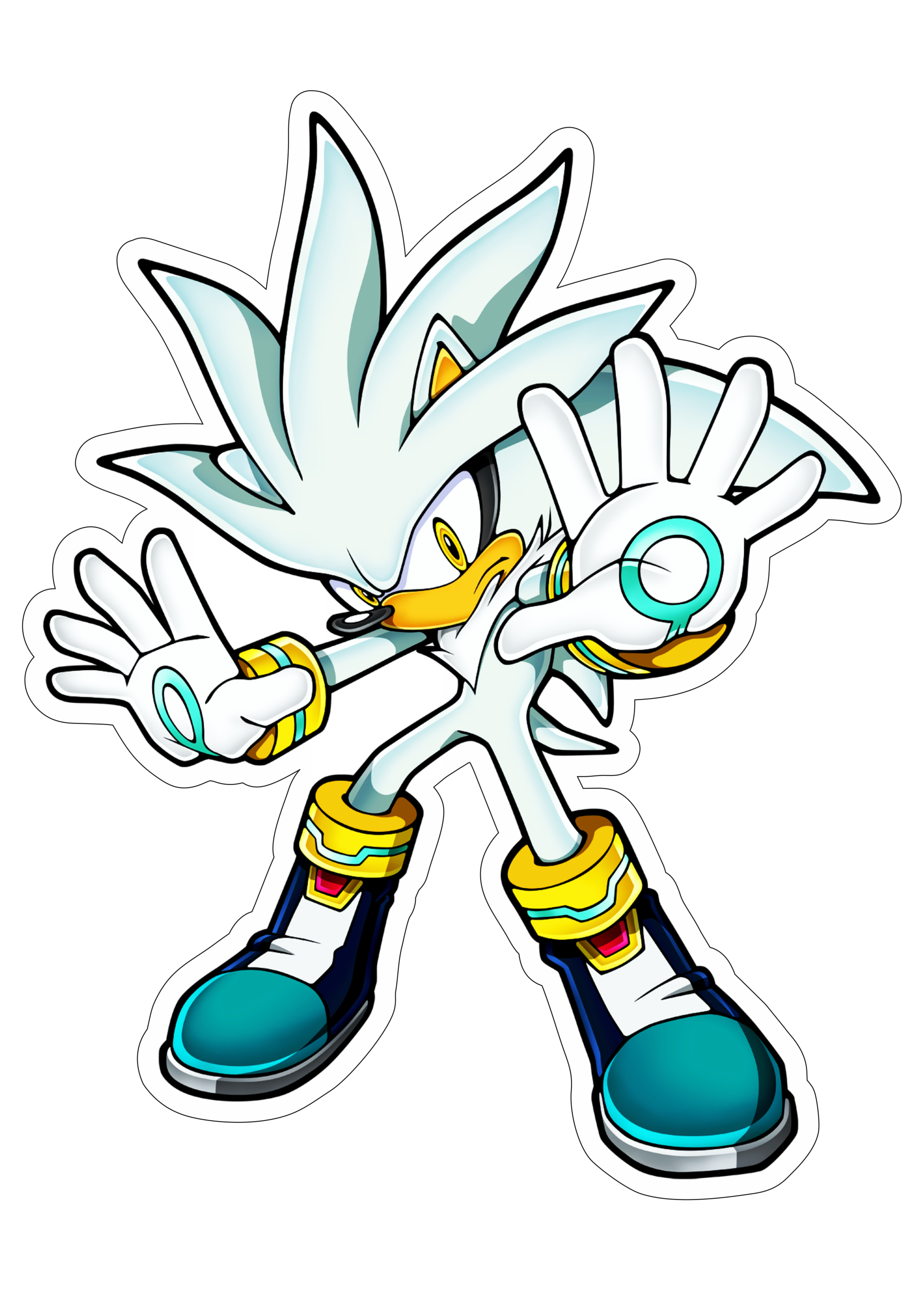 Sonic Silver the hedgehog personagem de game imagem com fundo transparente com contorno png
