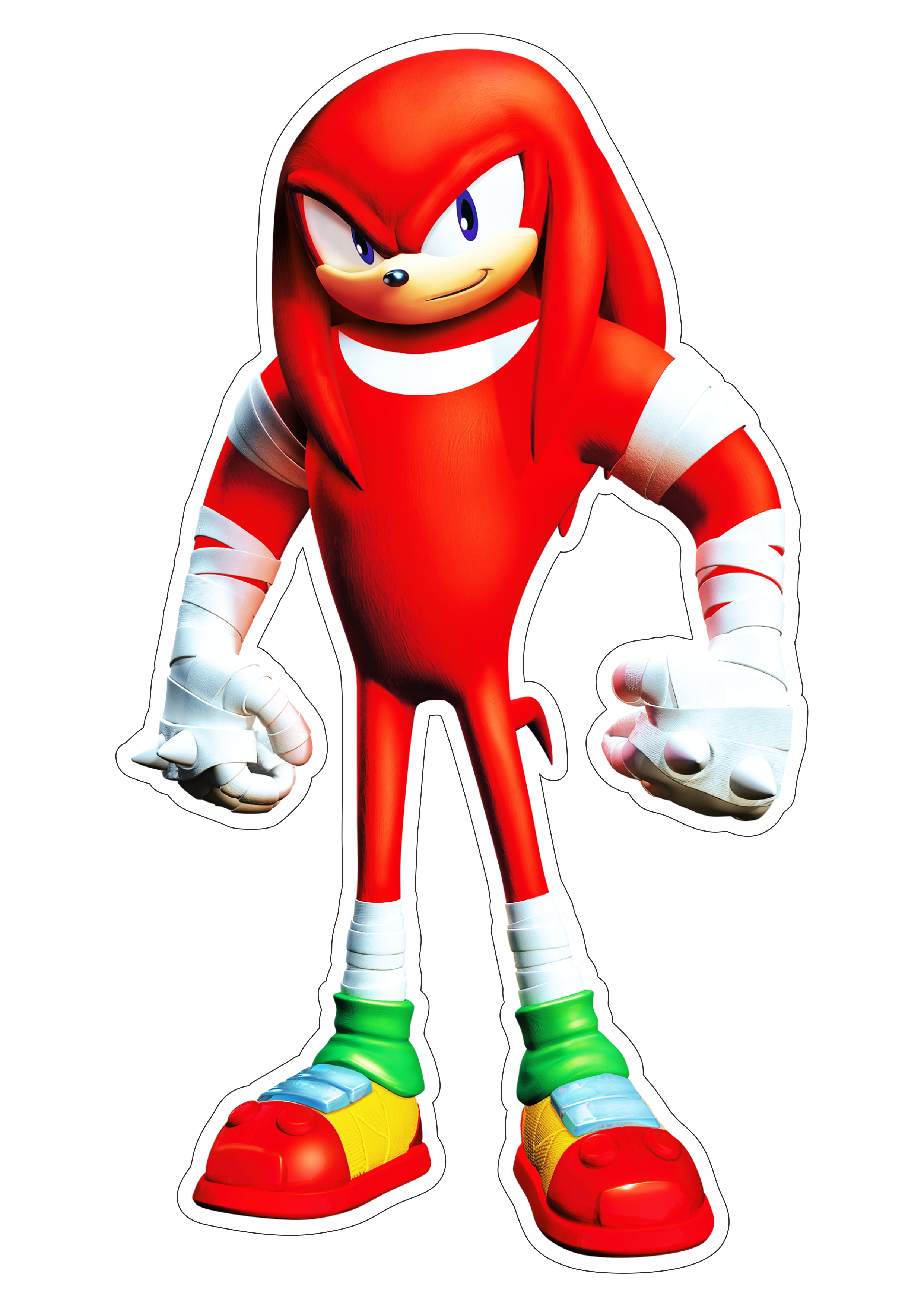 Knuckles Sonic the hedgehog personagem de game fundo transparente com contorno png
